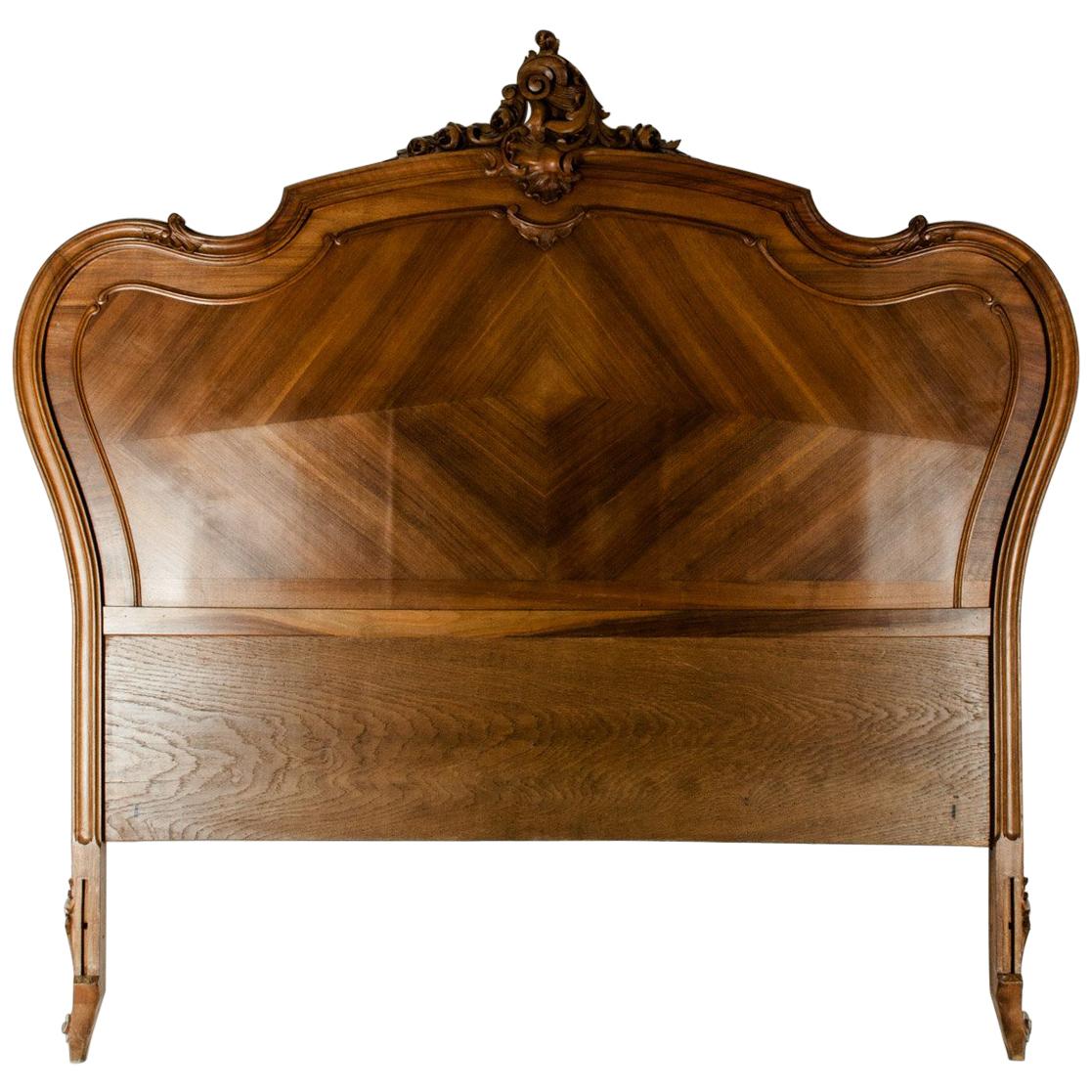 Late 19th Century French Burl Walnut Bed