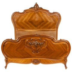 Late 19th Century French Burl Walnut Bed