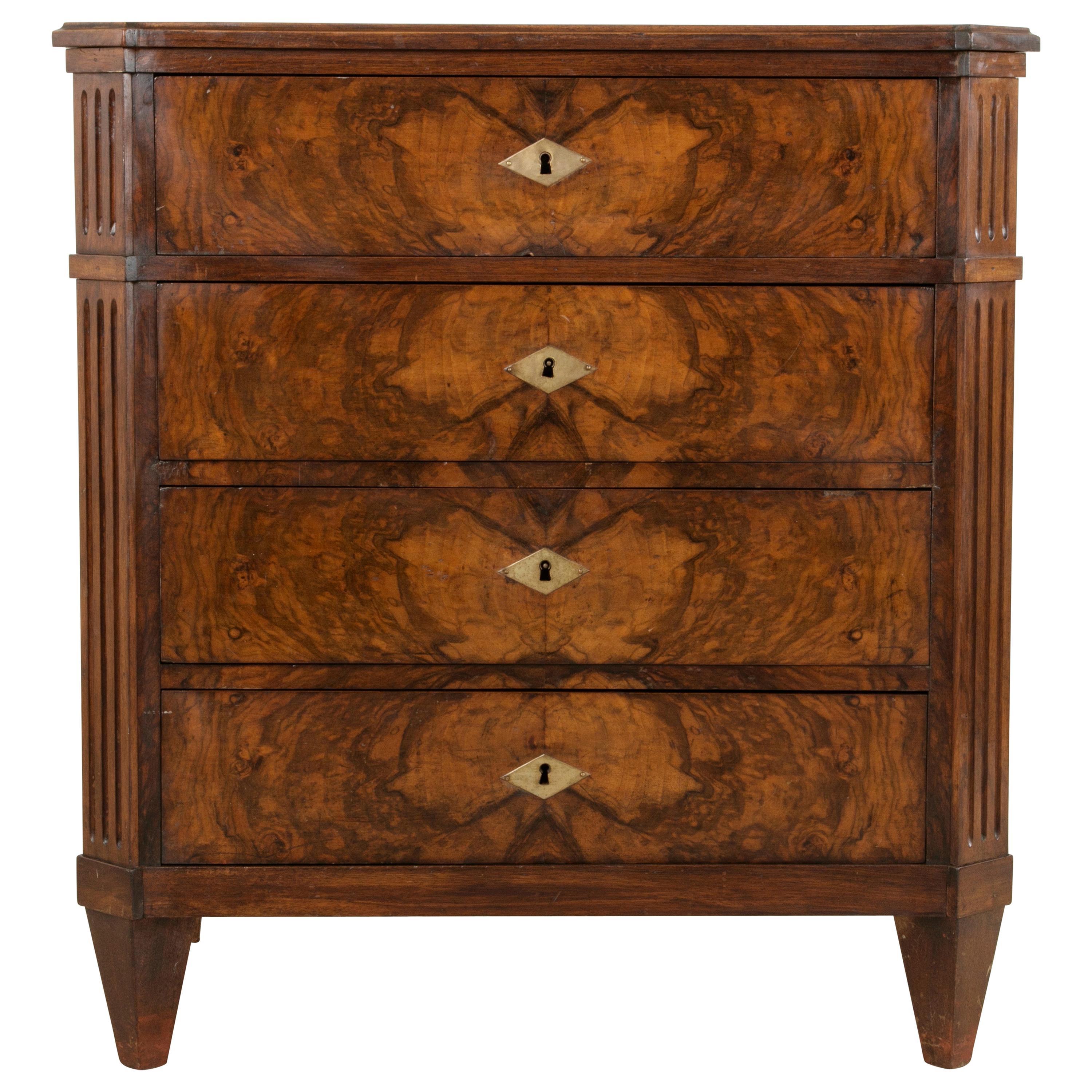 Late 19th Century French Burl Walnut Commode, Chest, or Nightstand