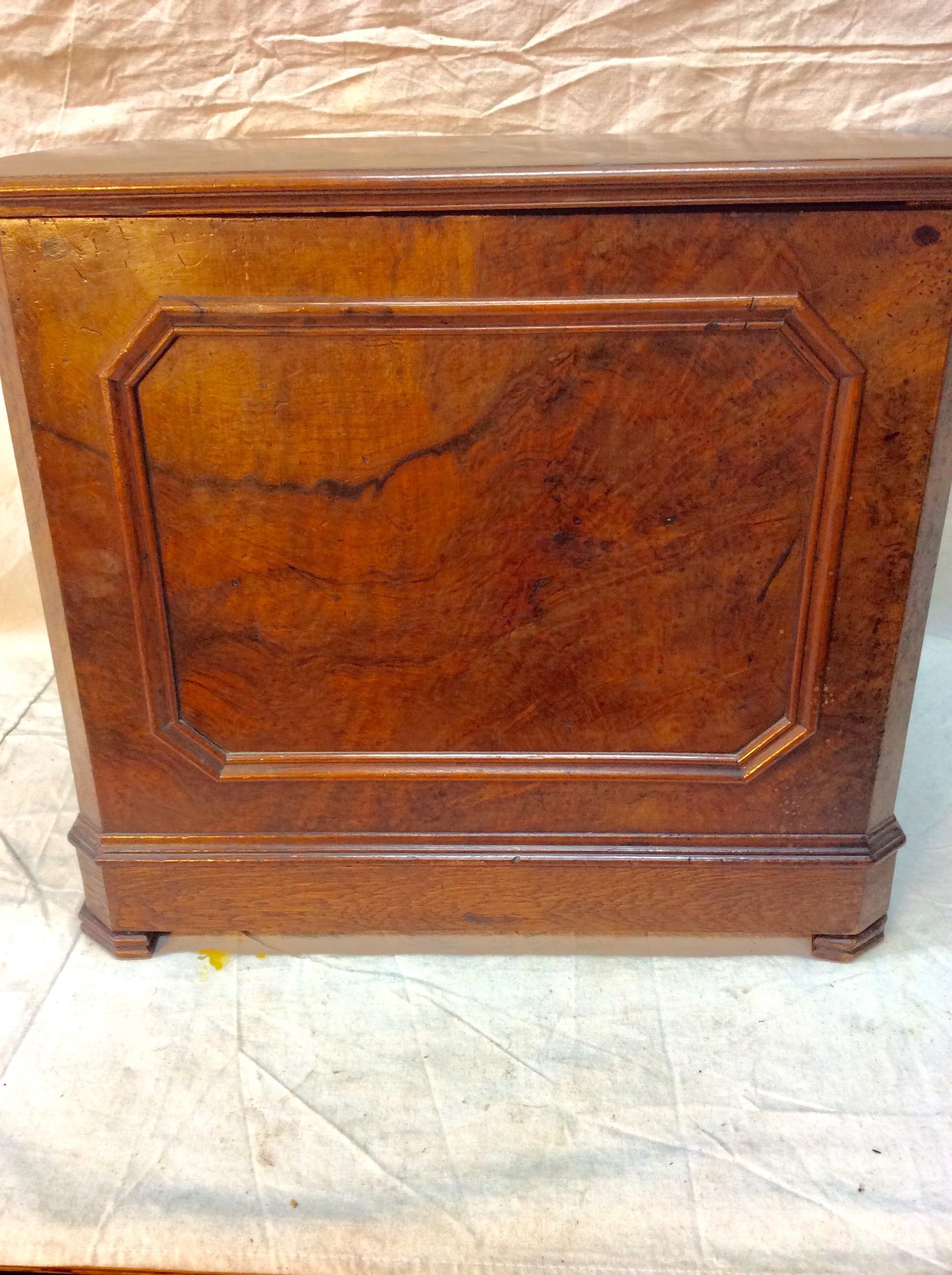 Late 19th Century French Burlwood Trunk In Good Condition In Burton, TX