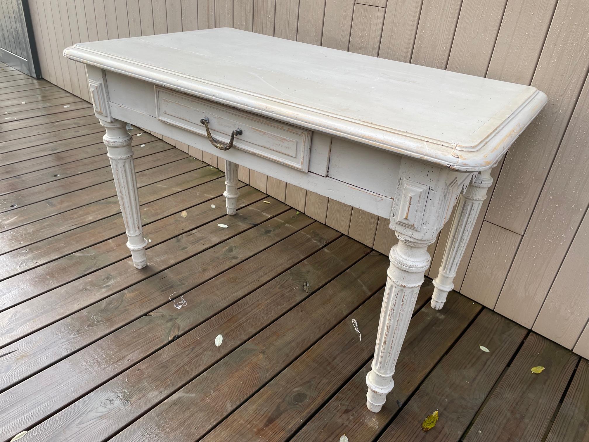 Patinated Late 19th Century French Butcher Side Table, 1890 For Sale