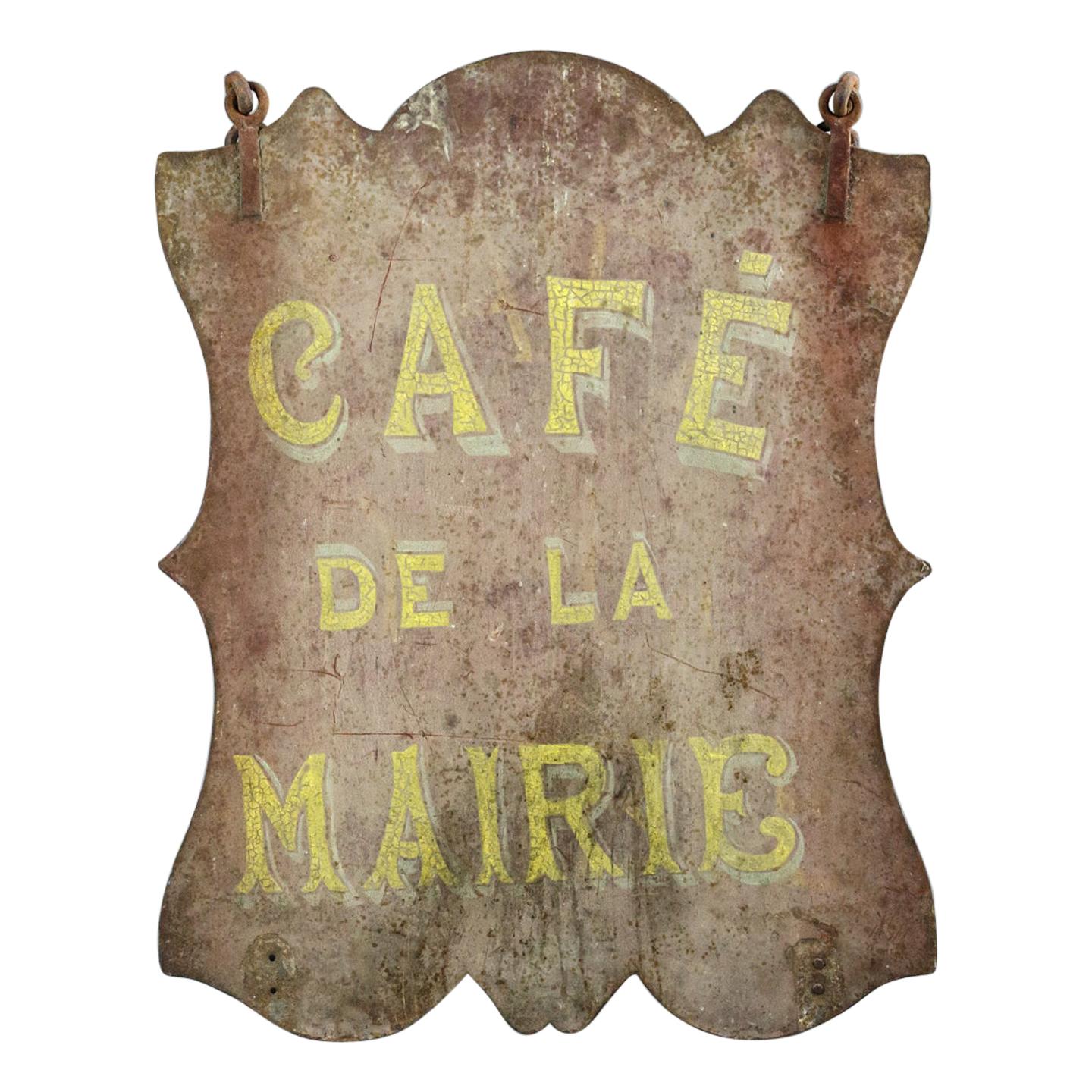 Late 19th Century French Cafe de la Mairie Sign