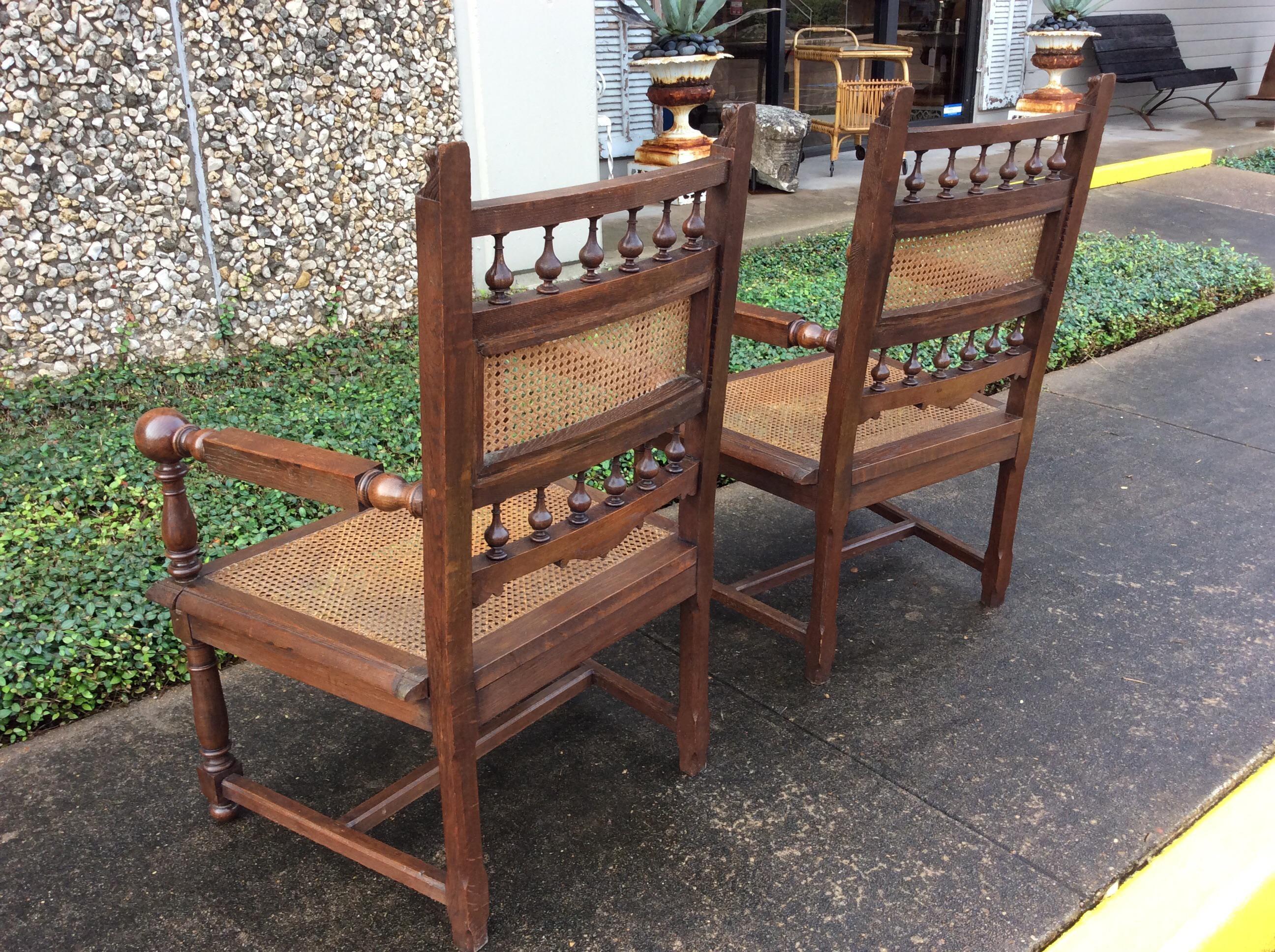 Late 19th Century French Cane Seat Armchairs, a Pair 8