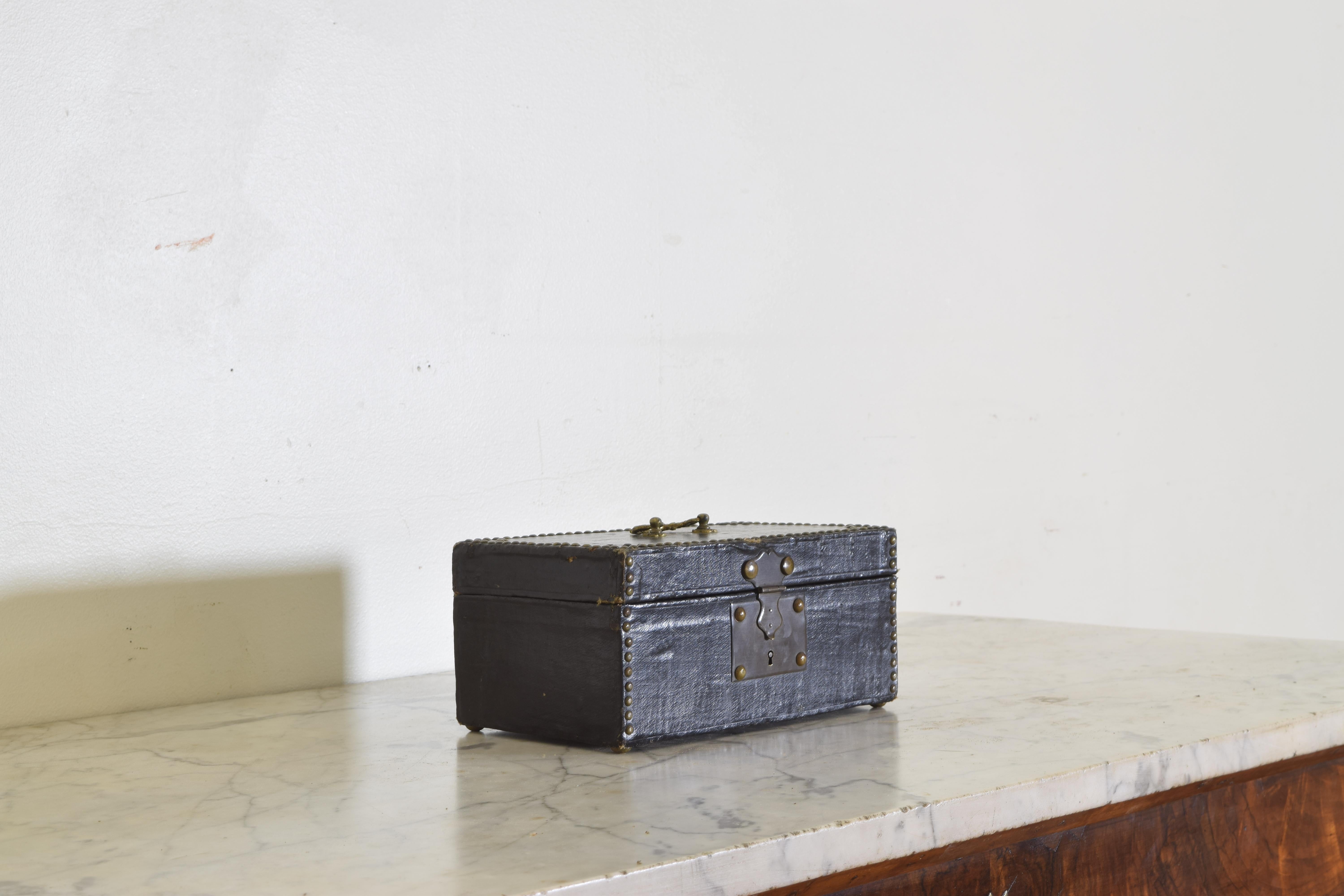 Baroque Late 19th Century French Canvas Covered Locking Box For Sale