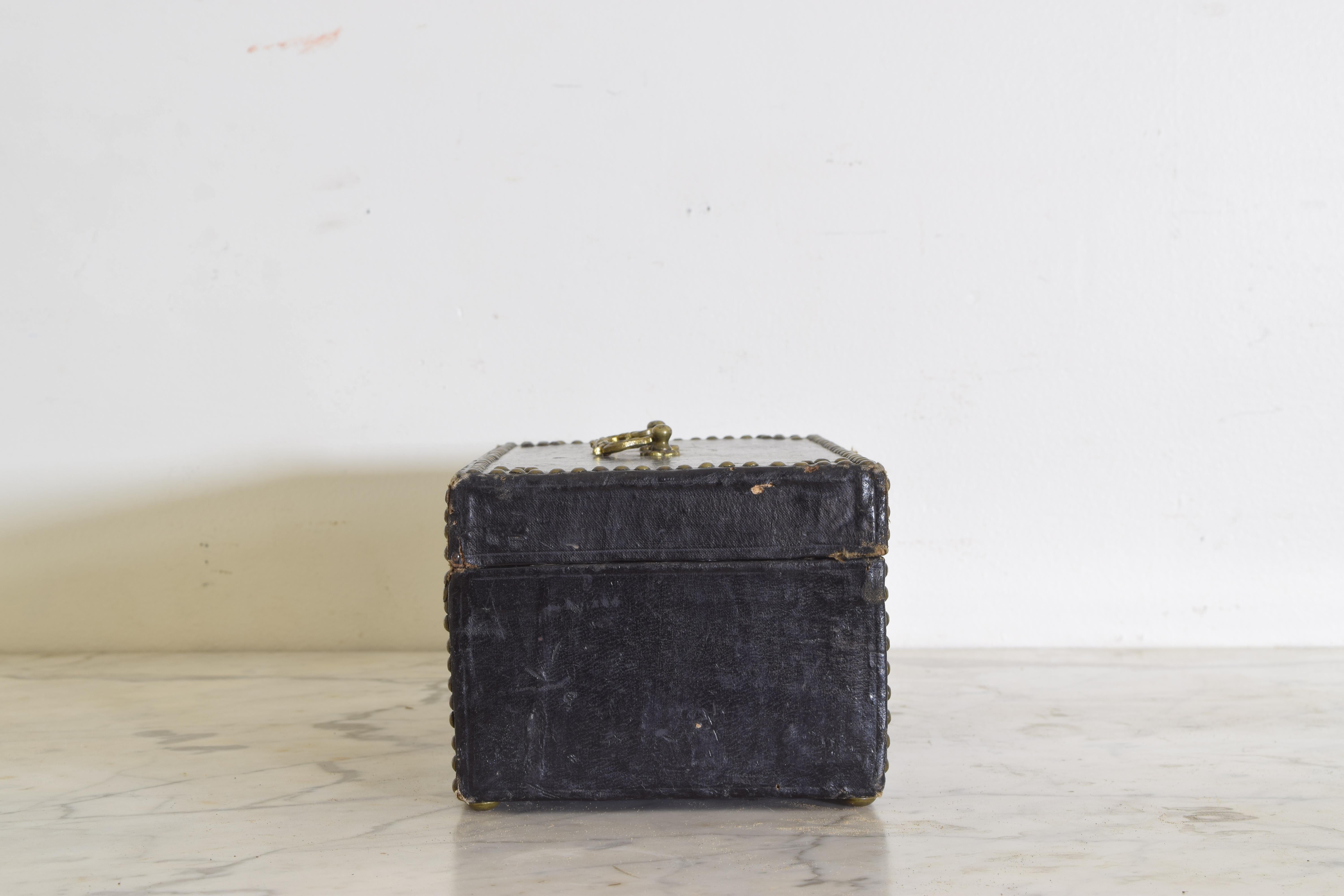 Glazed Late 19th Century French Canvas Covered Locking Box For Sale