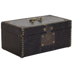 Late 19th Century French Canvas Covered Locking Box