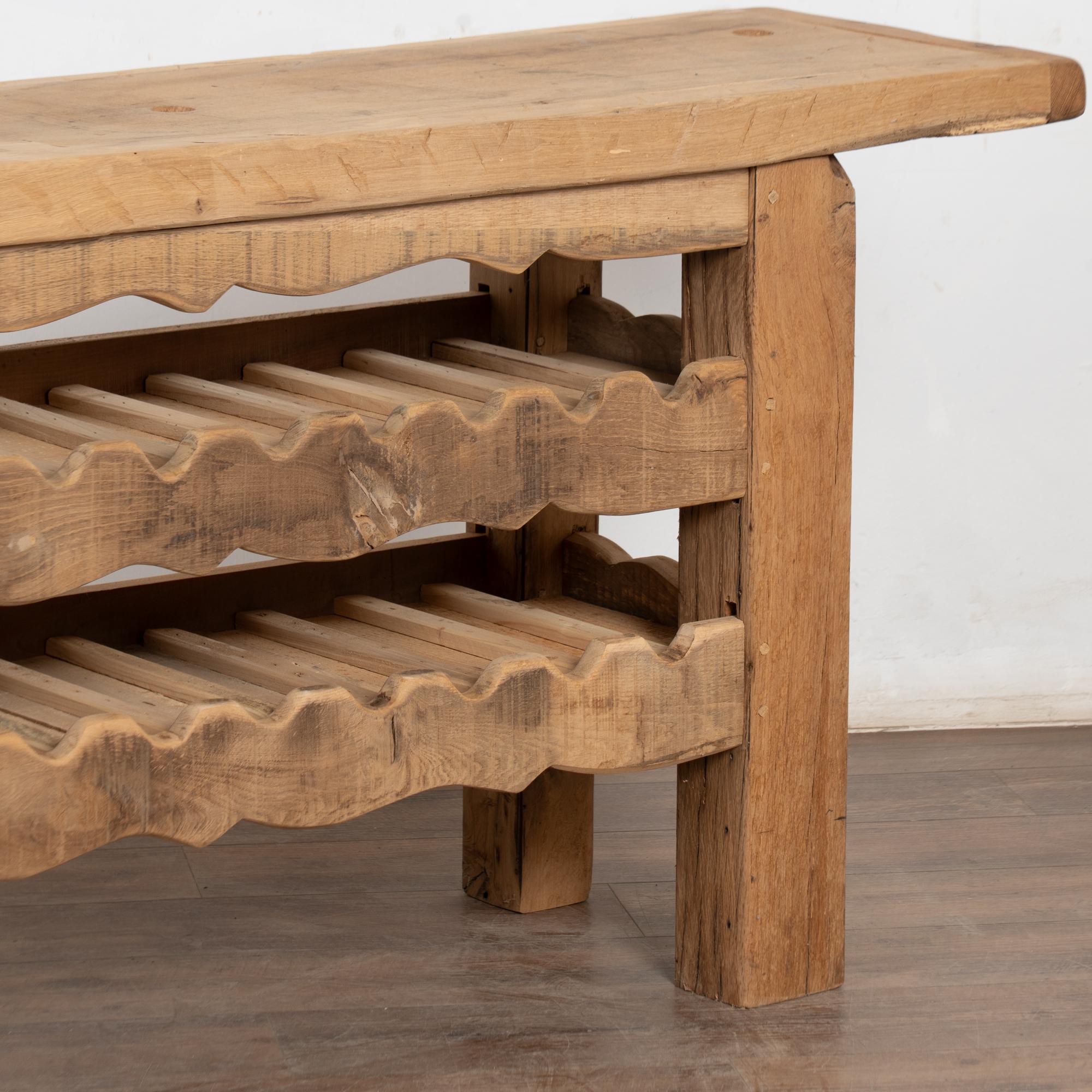 Late 19th Century French Carpenters Workbench Rustic Console with Wine Rack For Sale 6