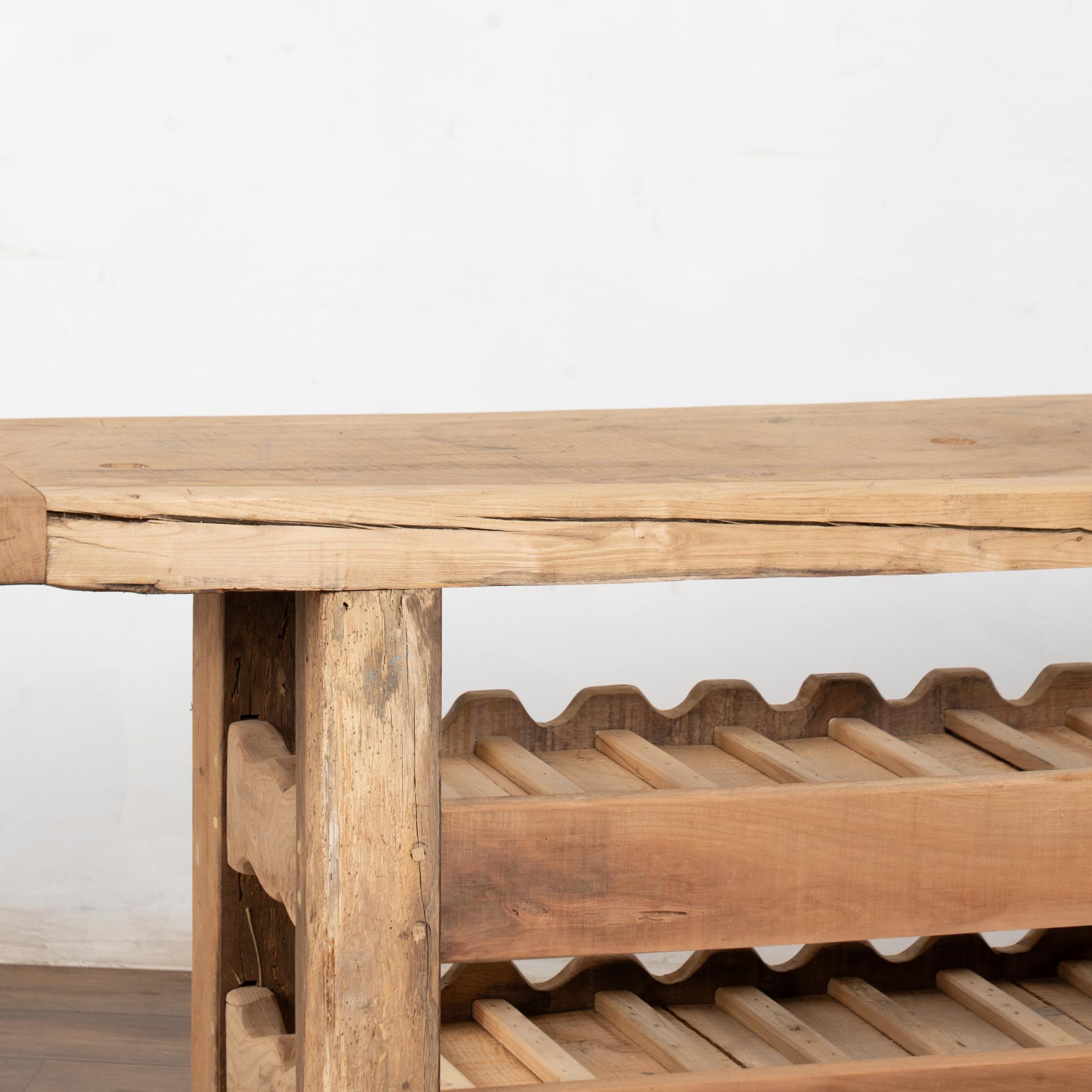 Late 19th Century French Carpenters Workbench Rustic Console with Wine Rack For Sale 7