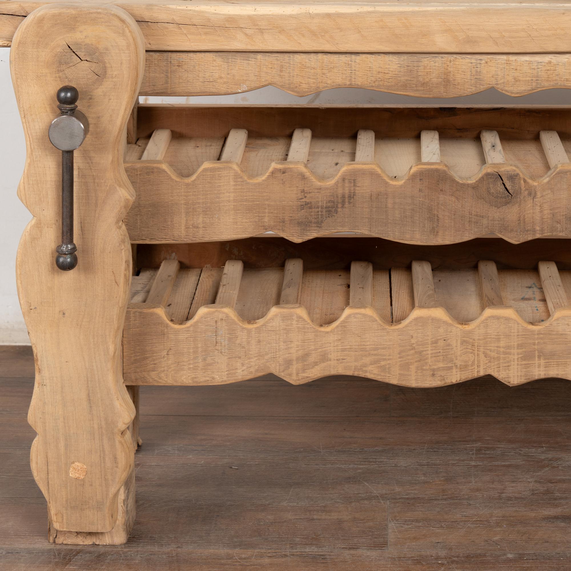 Late 19th Century French Carpenters Workbench Rustic Console with Wine Rack For Sale 8