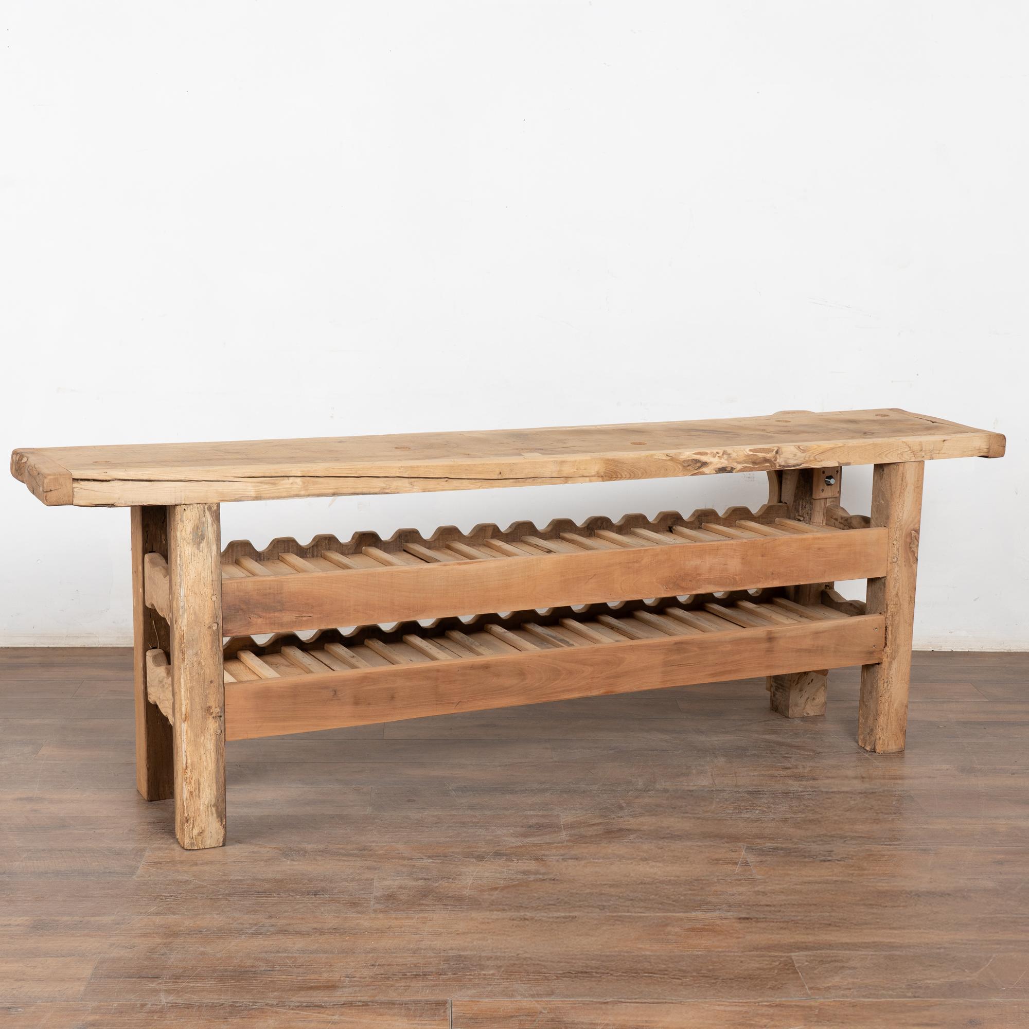 Late 19th Century French Carpenters Workbench Rustic Console with Wine Rack For Sale 10