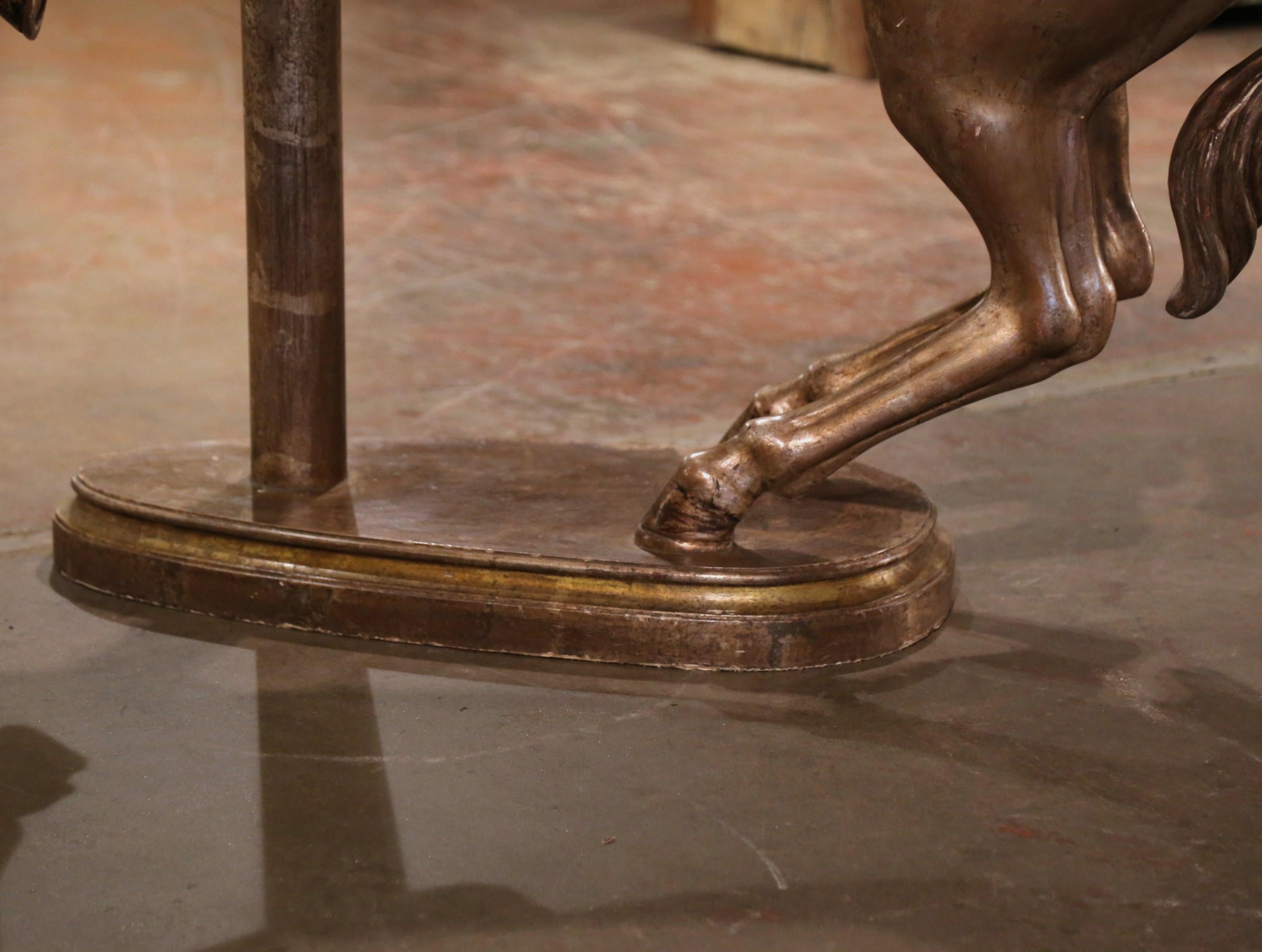 Late 19th Century French Carved Wooden and Silvered Carousel Horse on Stand For Sale 5
