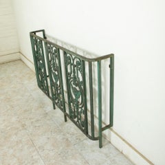 Late 19th Century French Cast Iron Balcony, Railing, Console Table with Cherubs
