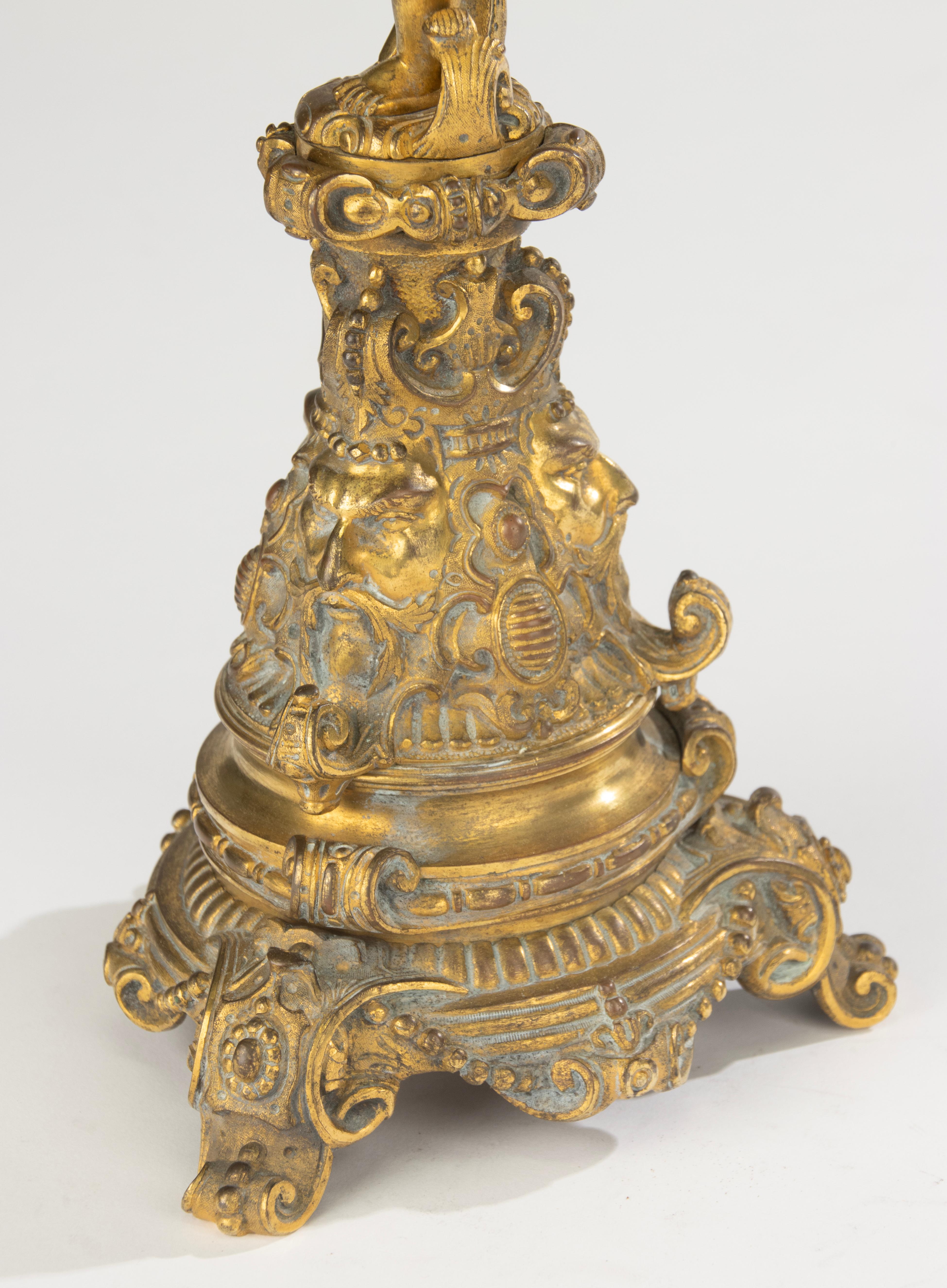Late 19th Century French Centerpiece - Bronze - Putto with Crystal Dish For Sale 6