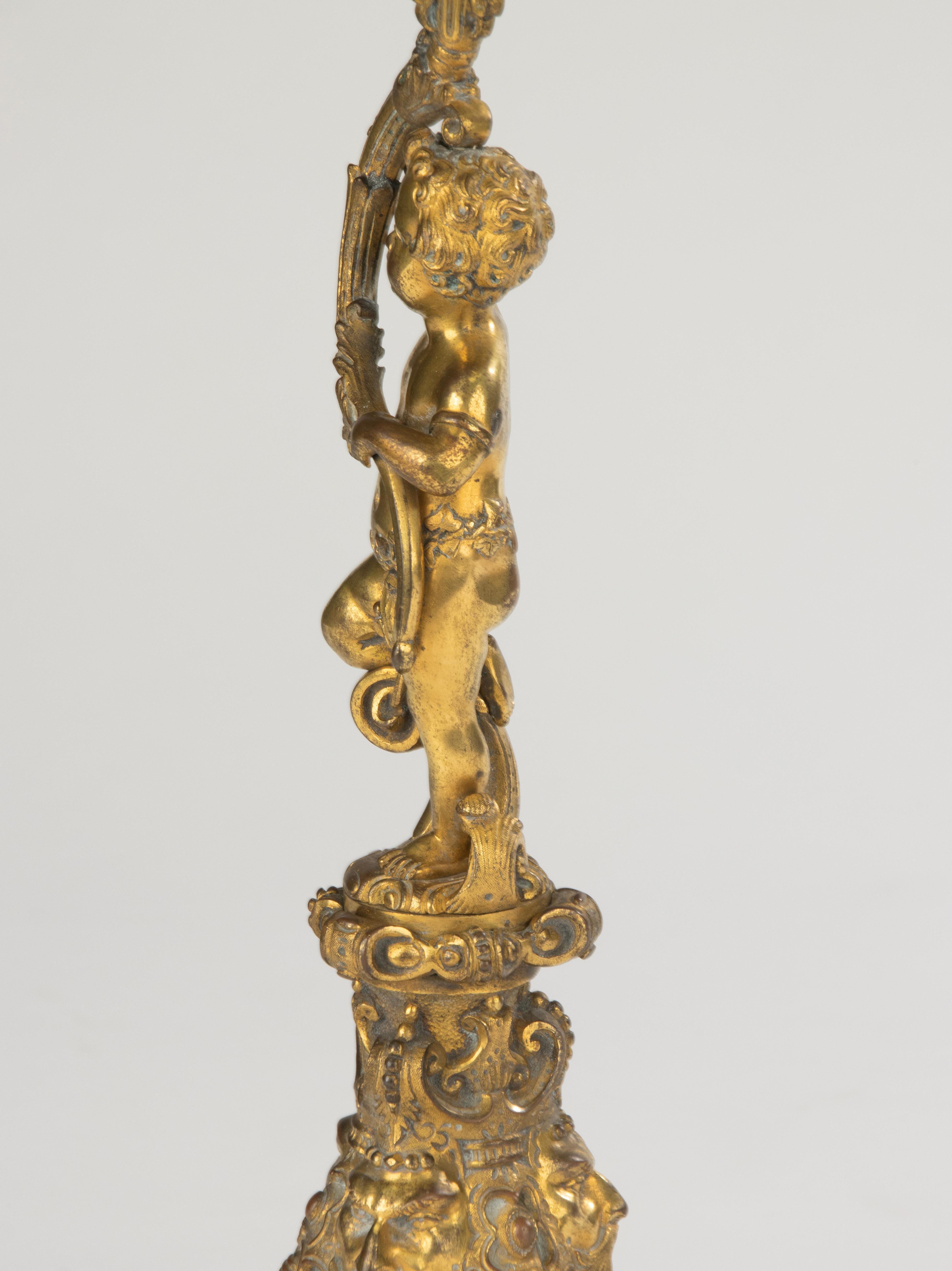 Late 19th Century French Centerpiece - Bronze - Putto with Crystal Dish For Sale 5