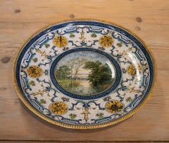 Assiette en céramique française de la fin du XIXe siècle avec scène de paysage de Claude Charles Rudhart