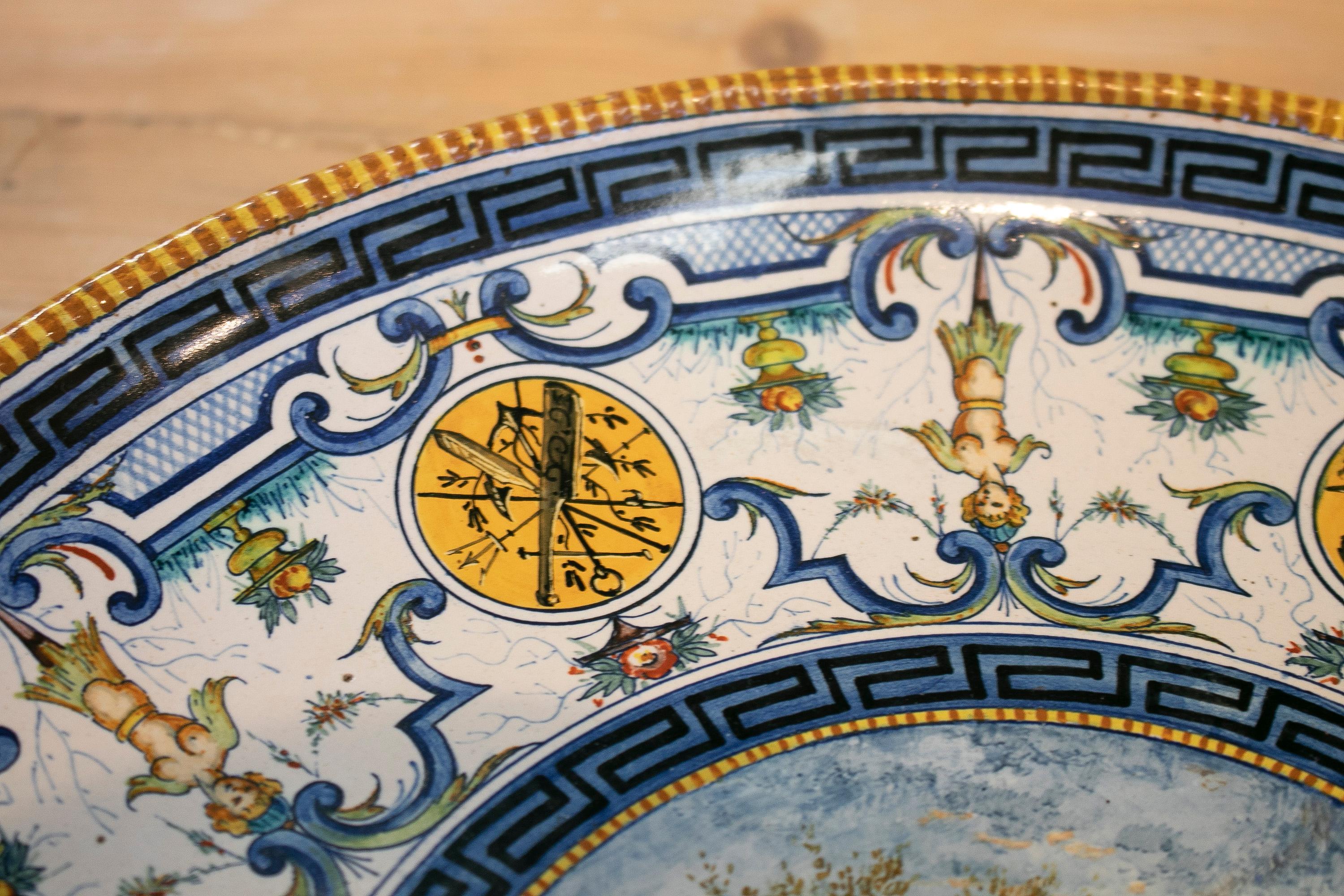 Céramique Assiette en céramique française de la fin du XIXe siècle avec scène de paysage de Claude Charles Rudhart en vente