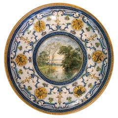 Assiette en céramique française de la fin du XIXe siècle avec scène de paysage de Claude Charles Rudhart