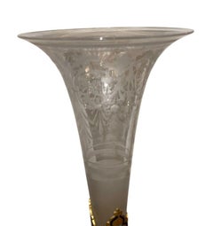 Late 19th Century French Champlevé Enamel and Gilt Bronze Mounted Glass Vase
