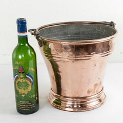 Late 19th Century French Copper Bucket with Bronze Faces, Wine Chiller, Cachepot