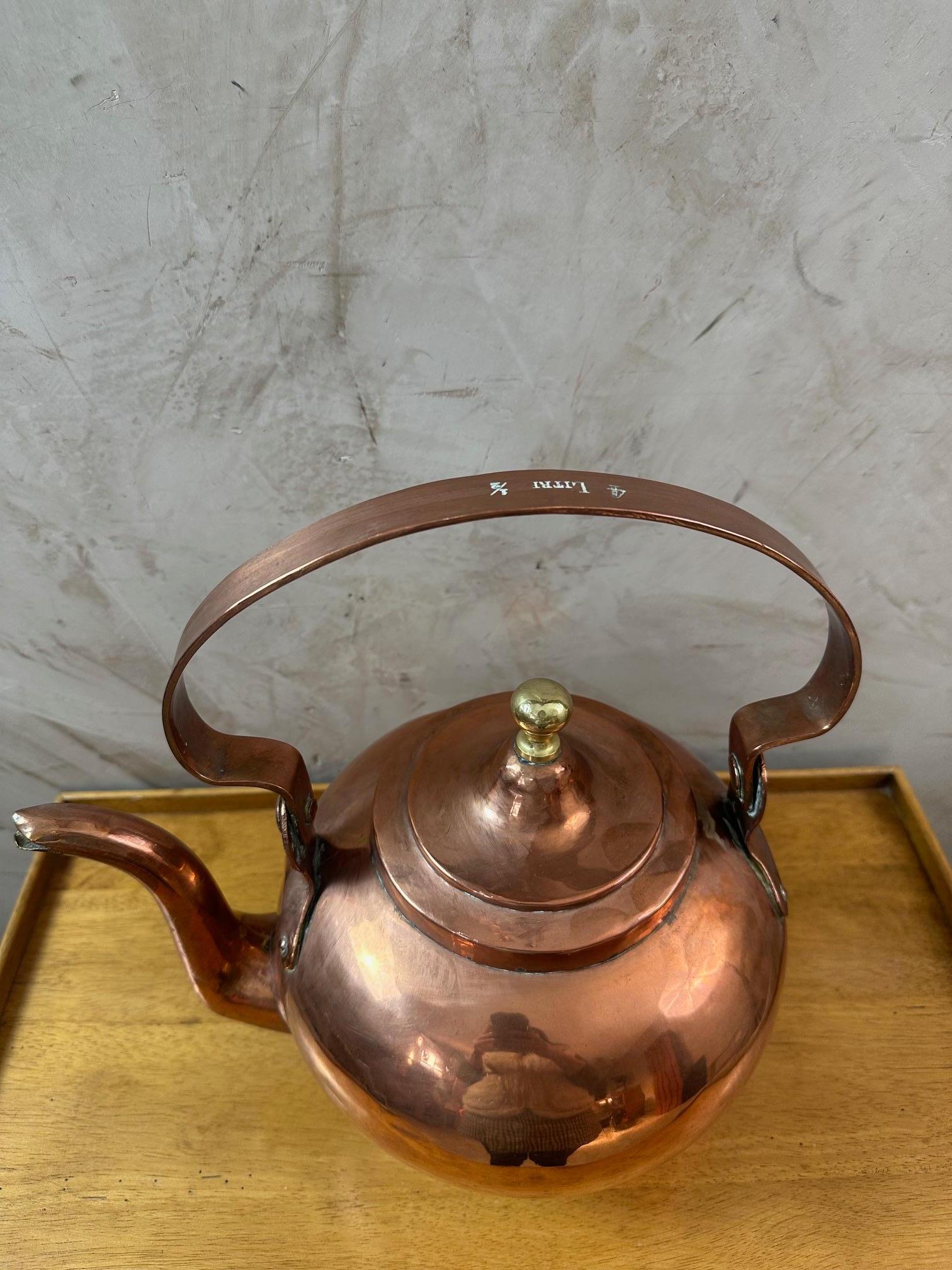 Français Bouilloire en cuivre française de la fin du XIXe siècle, 1890 en vente