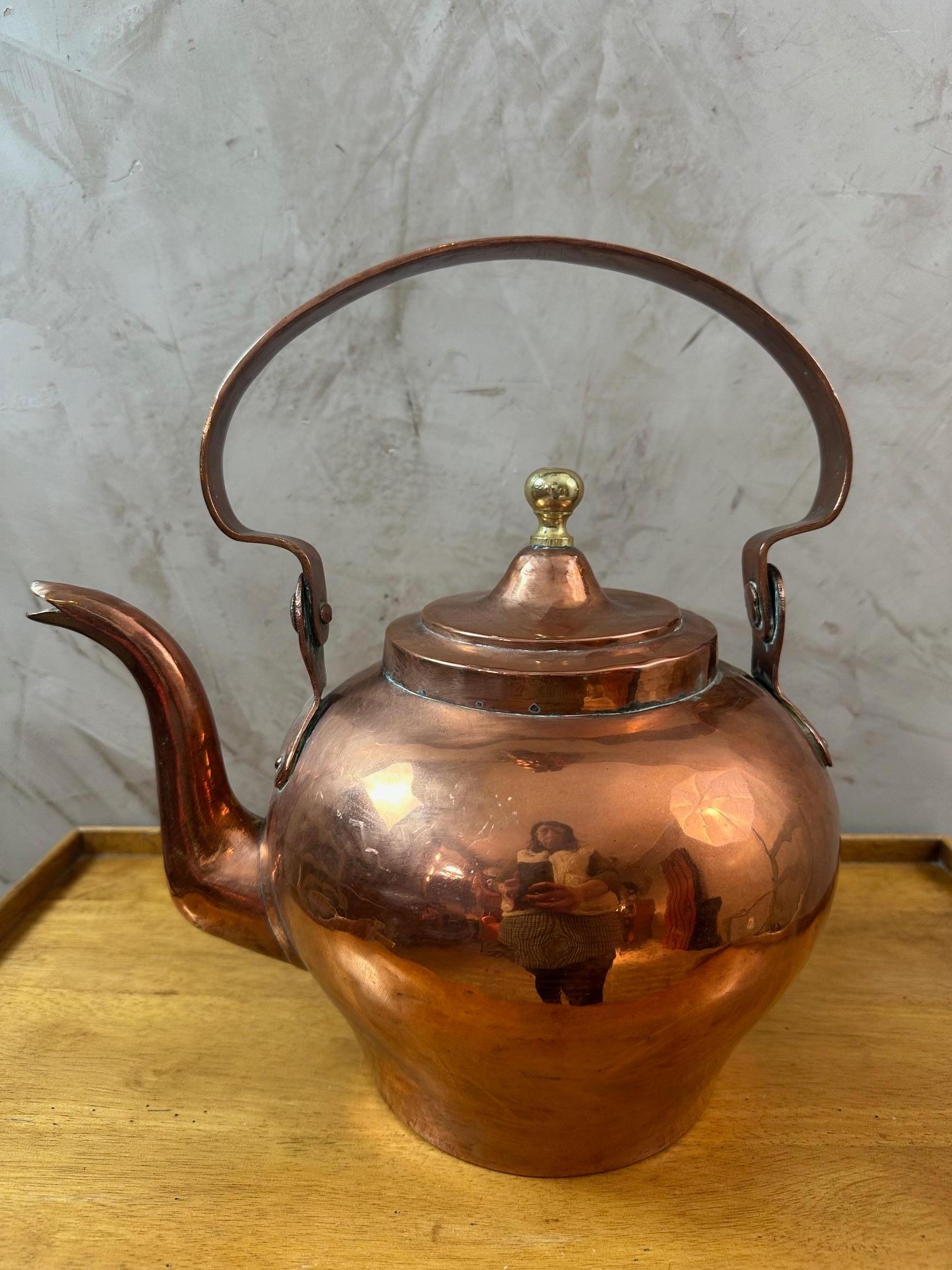 Bouilloire en cuivre française de la fin du XIXe siècle, 1890 en vente 3