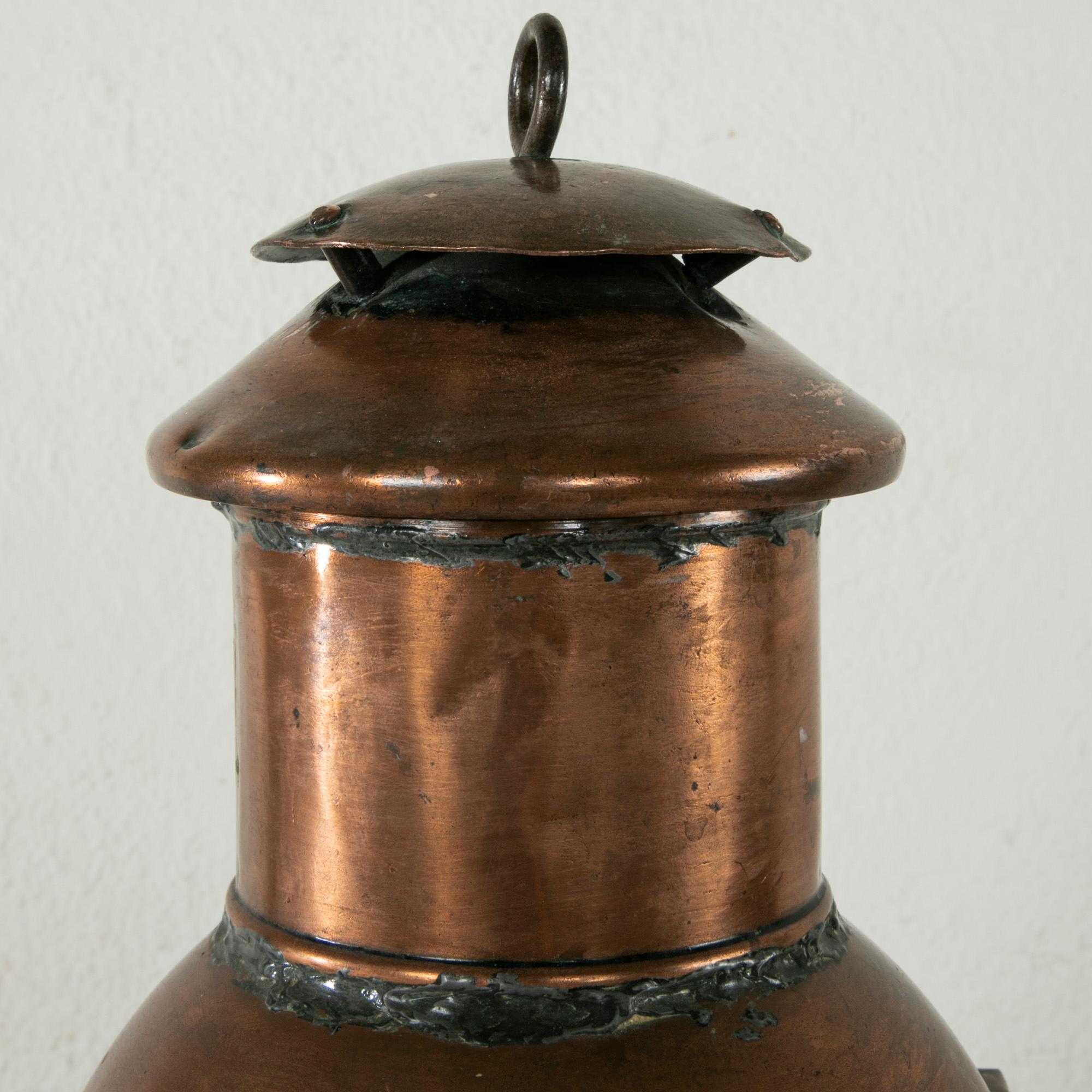 Late 19th Century French Copper Railroad Lantern In Good Condition In Fayetteville, AR