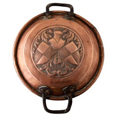 Used Late 19th Century French Copper Repousse Tart Pan with Knight and Shields