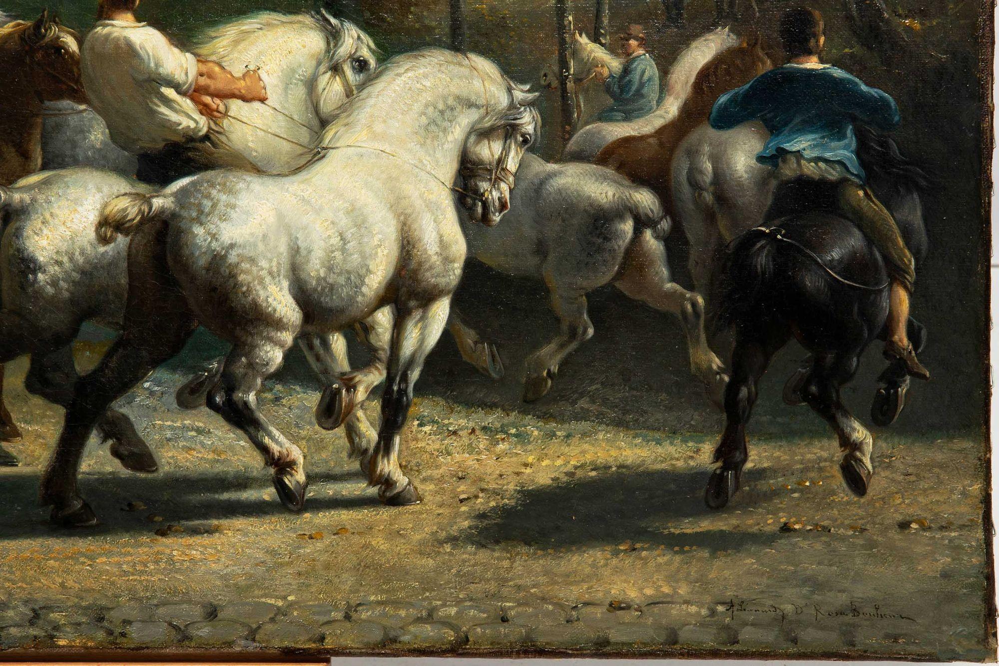 Late 19th Century French Copy of Rosa Bonheur’s “Horse Fair” Painting In Good Condition For Sale In Shippensburg, PA