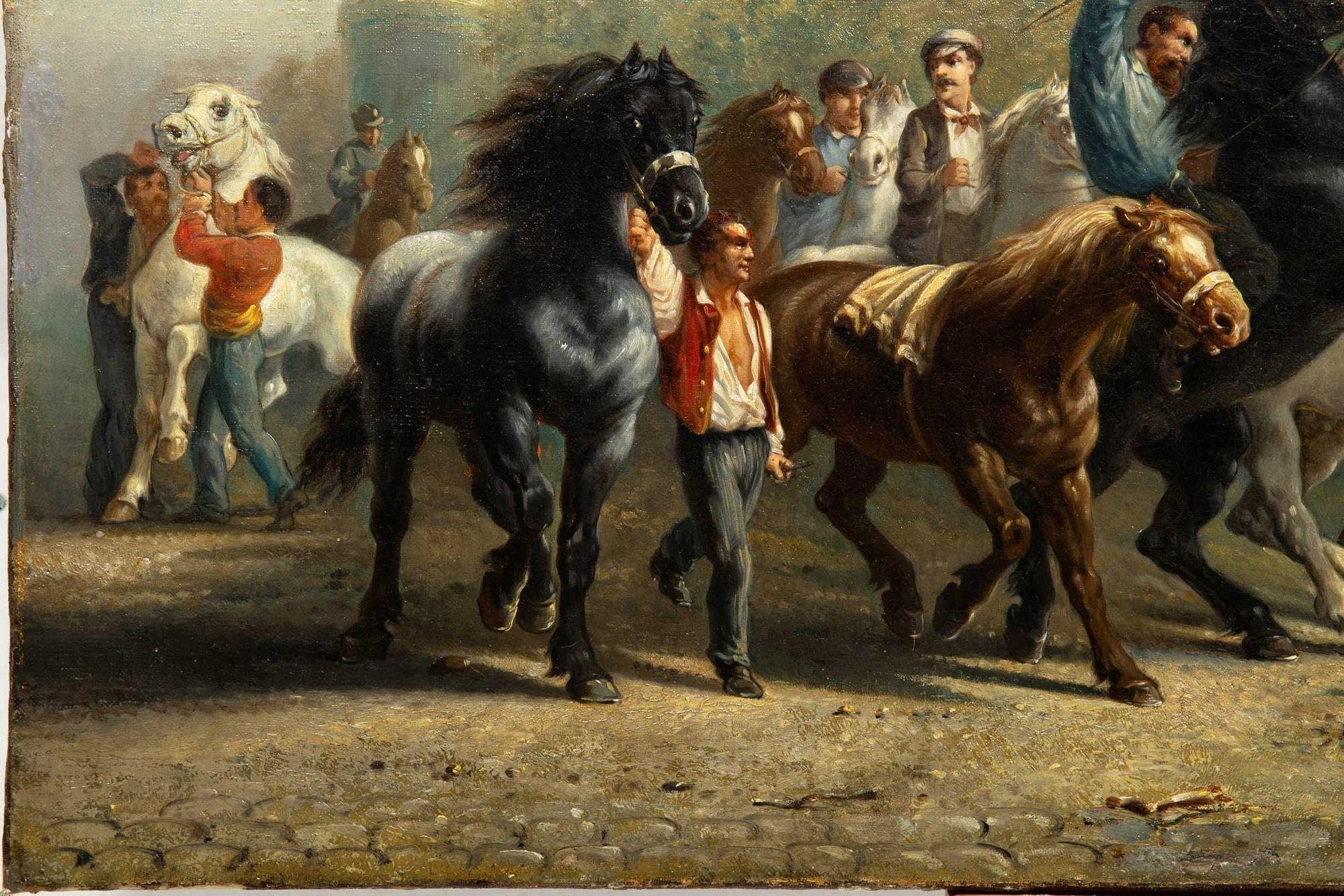 Canvas Late 19th Century French Copy of Rosa Bonheur’s “Horse Fair” Painting For Sale