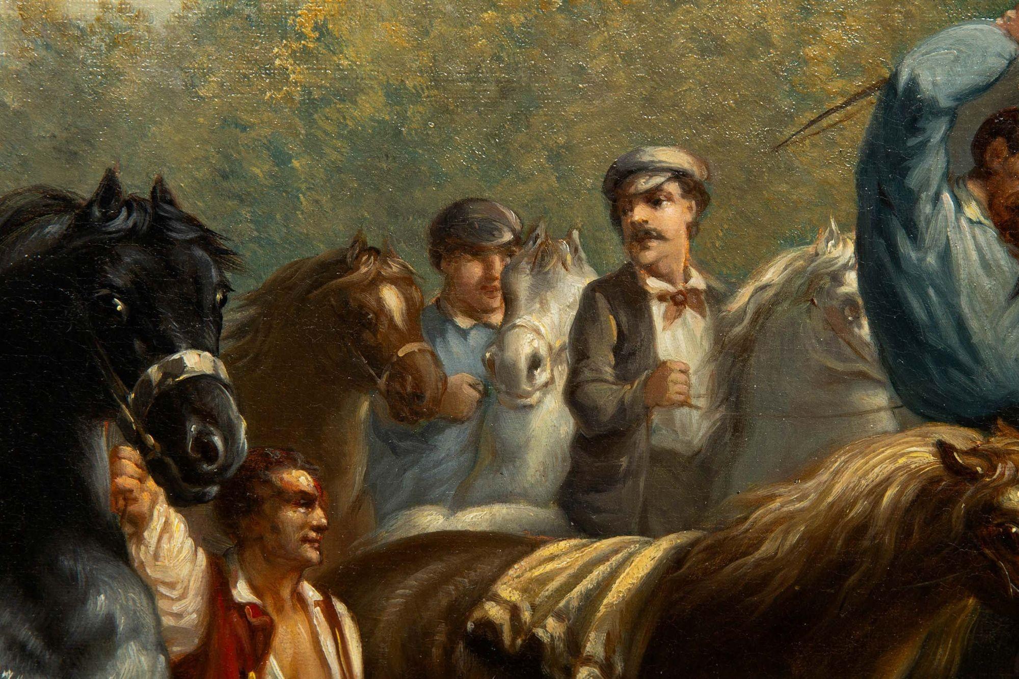 Copie française de la fin du XIXe siècle d'un tableau de Rosa Bonheur représentant une foire aux chevaux 3