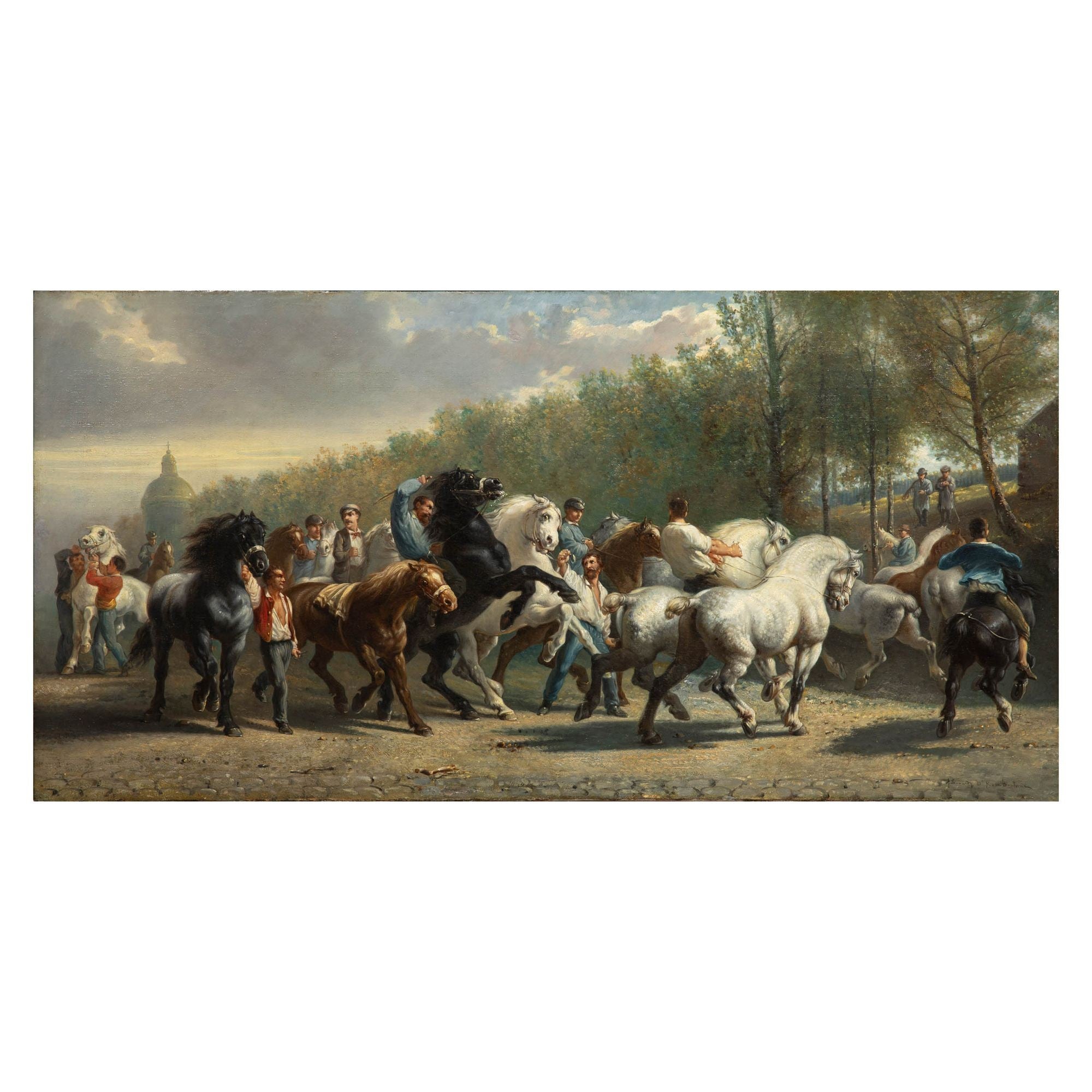 Late 19th Century French Copy of Rosa Bonheur’s “Horse Fair” Painting For Sale