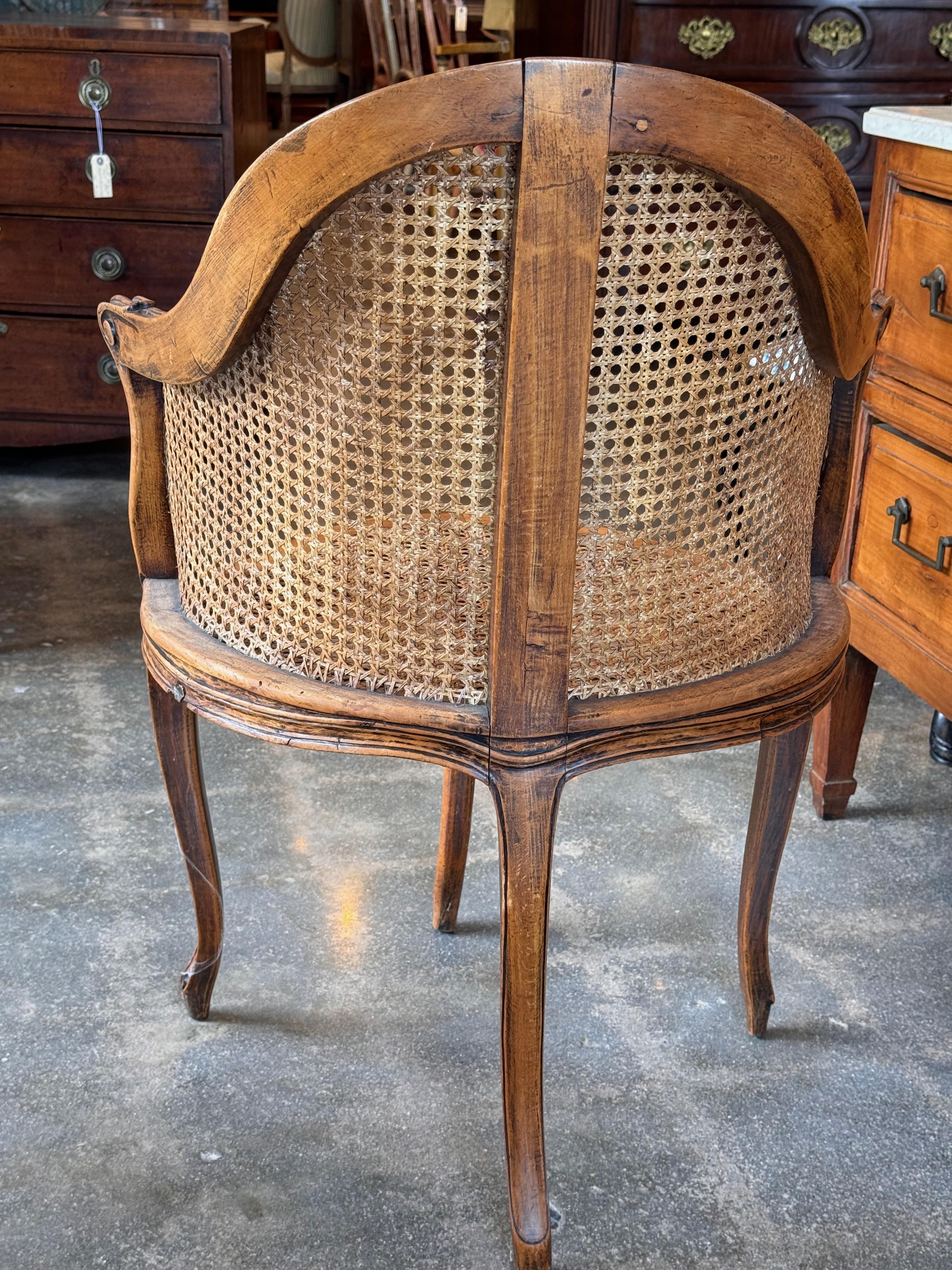 Late 19th Century French Corner Walnut Caned Chair 4