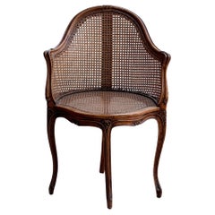 Late 19th Century French Corner Walnut Caned Chair