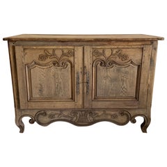 Late 19th Century French Country Buffet Louis XV Style Bleached in Walnut