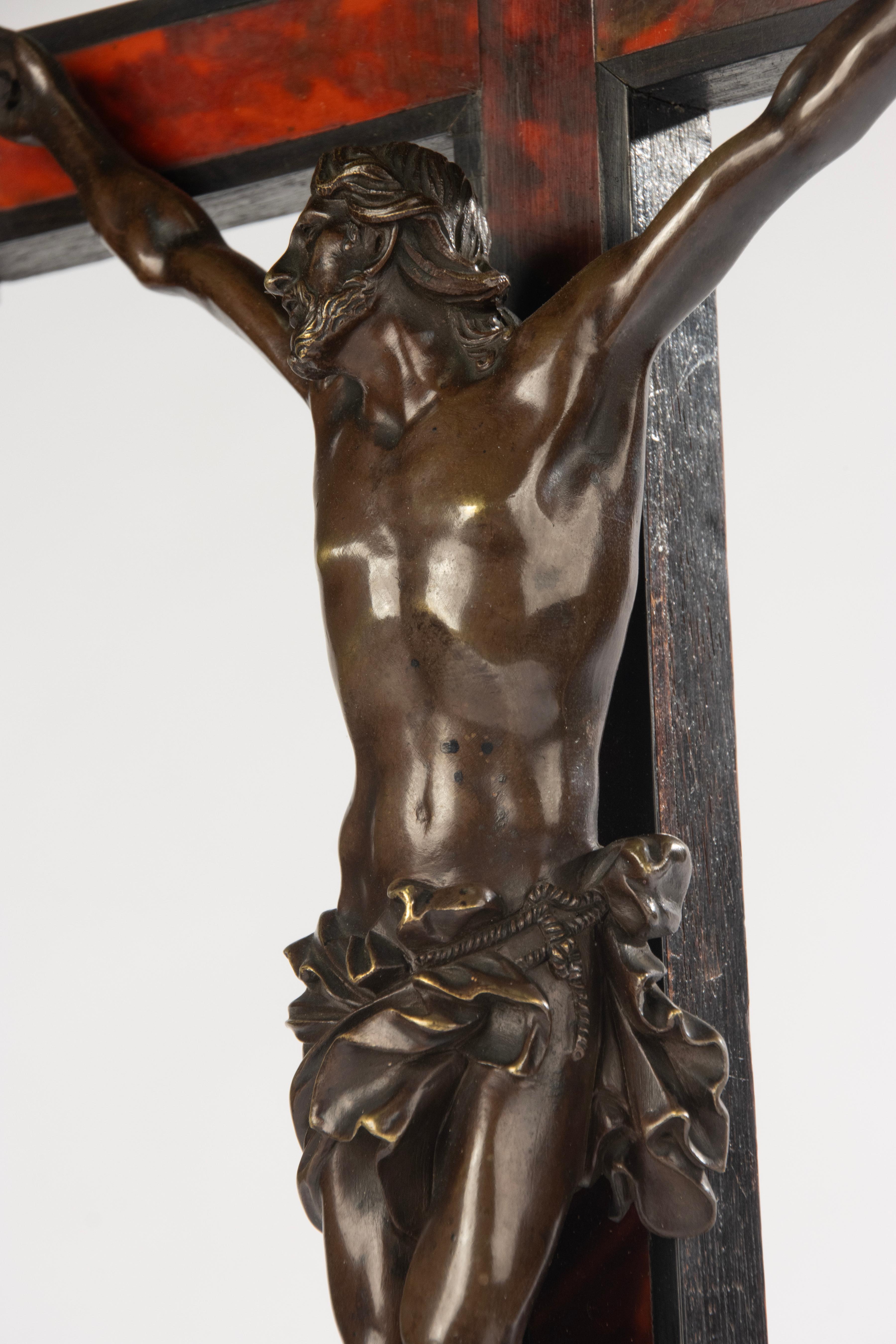 Fin du 19ème siècle Crucifix français - Wood - Bronze Corpus Christi en vente 6
