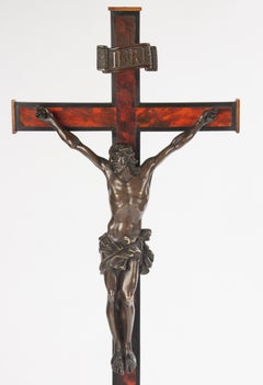 Late 19th Century French Crucifix - Wood - Bronze Corpus Christi