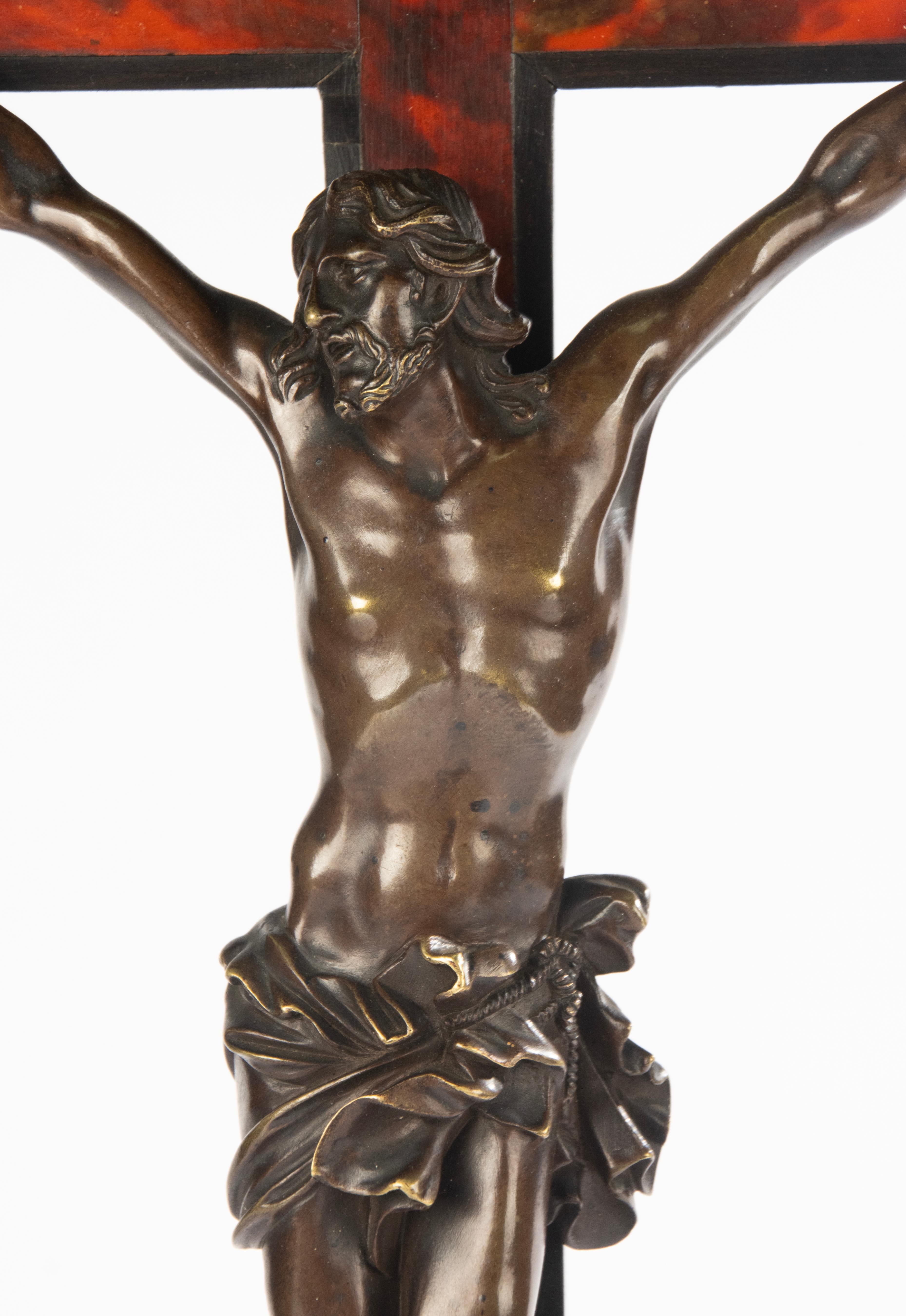 Français Fin du 19ème siècle Crucifix français - Wood - Bronze Corpus Christi en vente