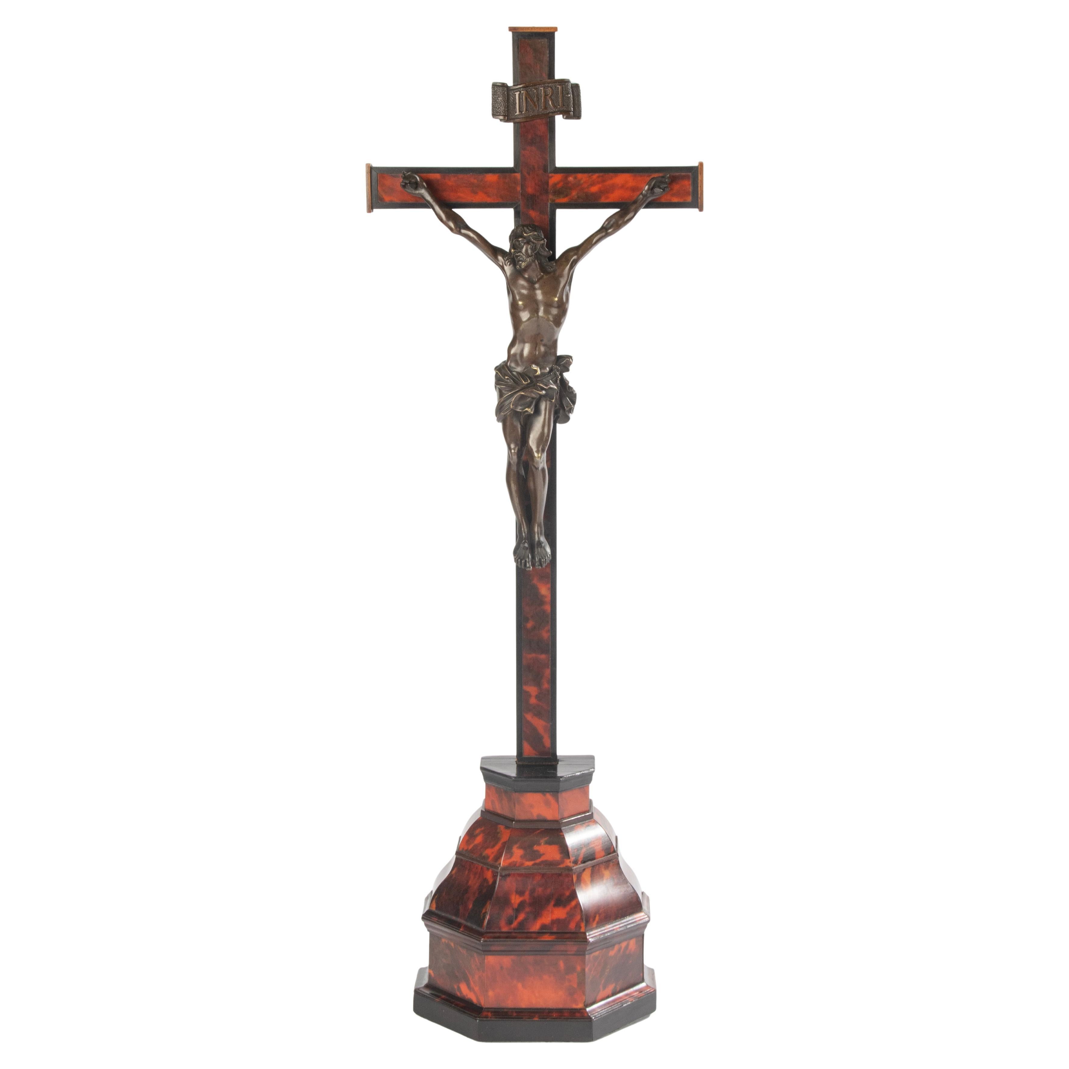 Fin du 19ème siècle Crucifix français - Wood - Bronze Corpus Christi