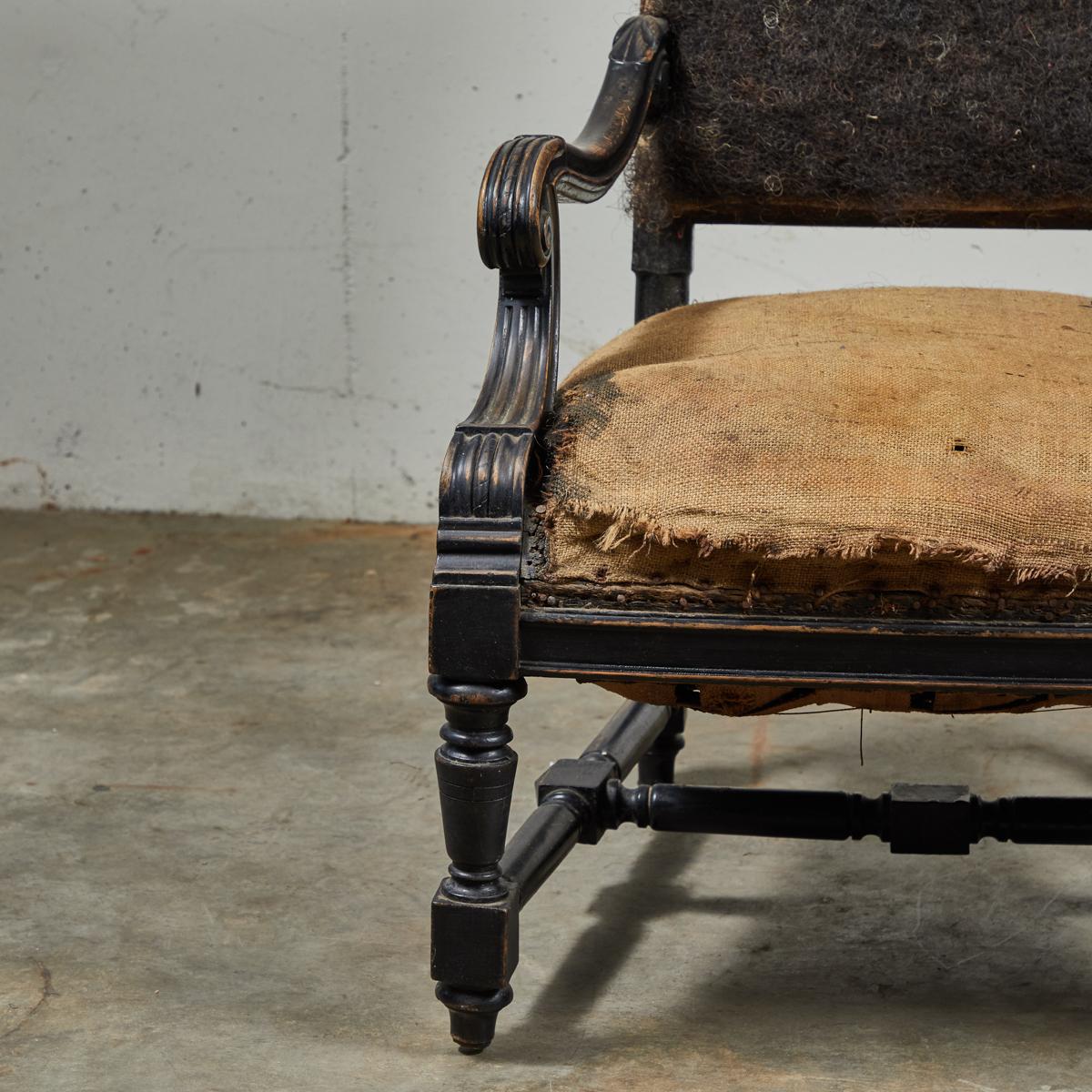 Late Victorian Late 19th Century French Deconstructed Upholstered Armchair