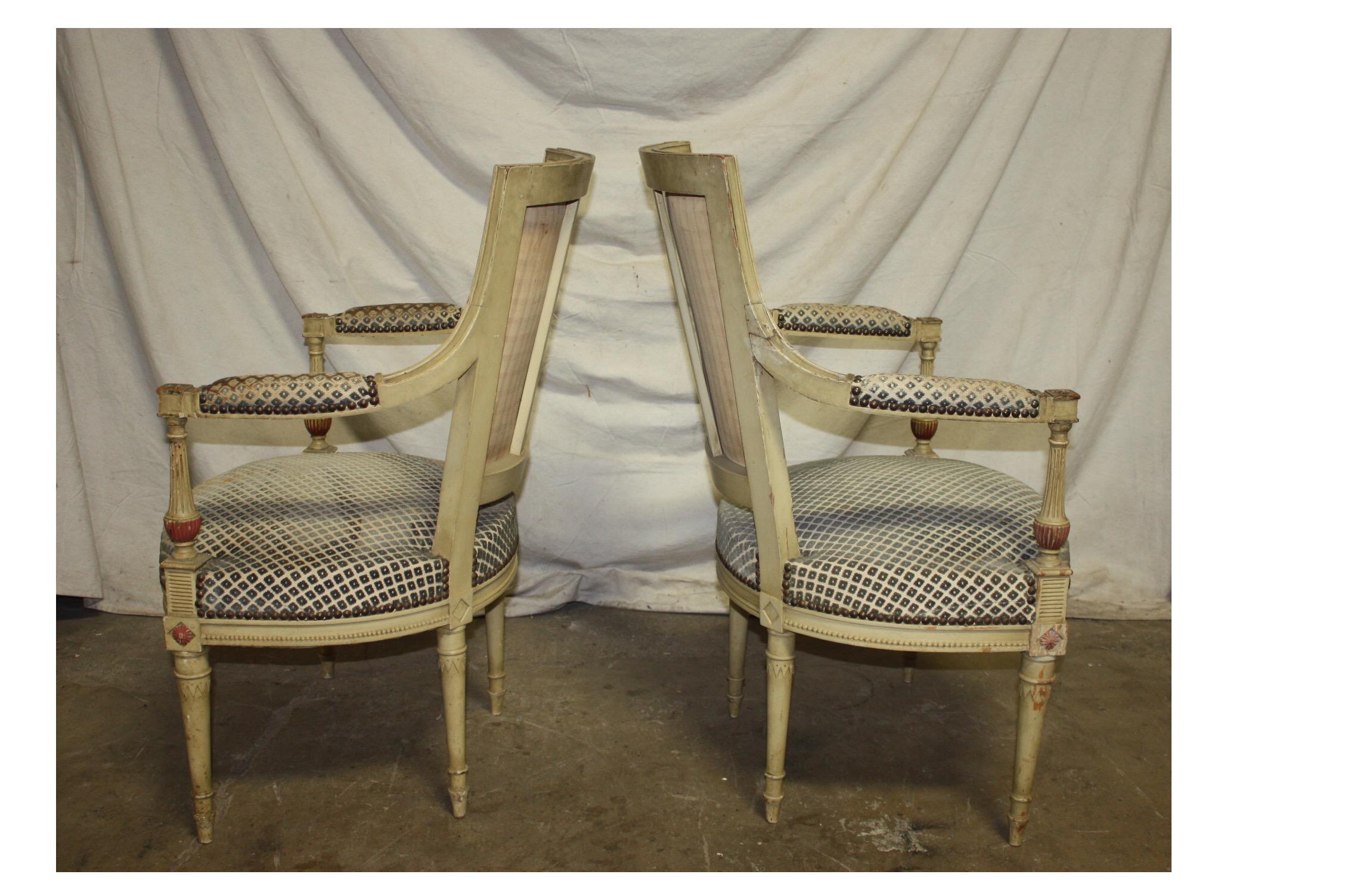Late 19th Century French Directoire Style Pair of Armchairs In Good Condition In Stockbridge, GA