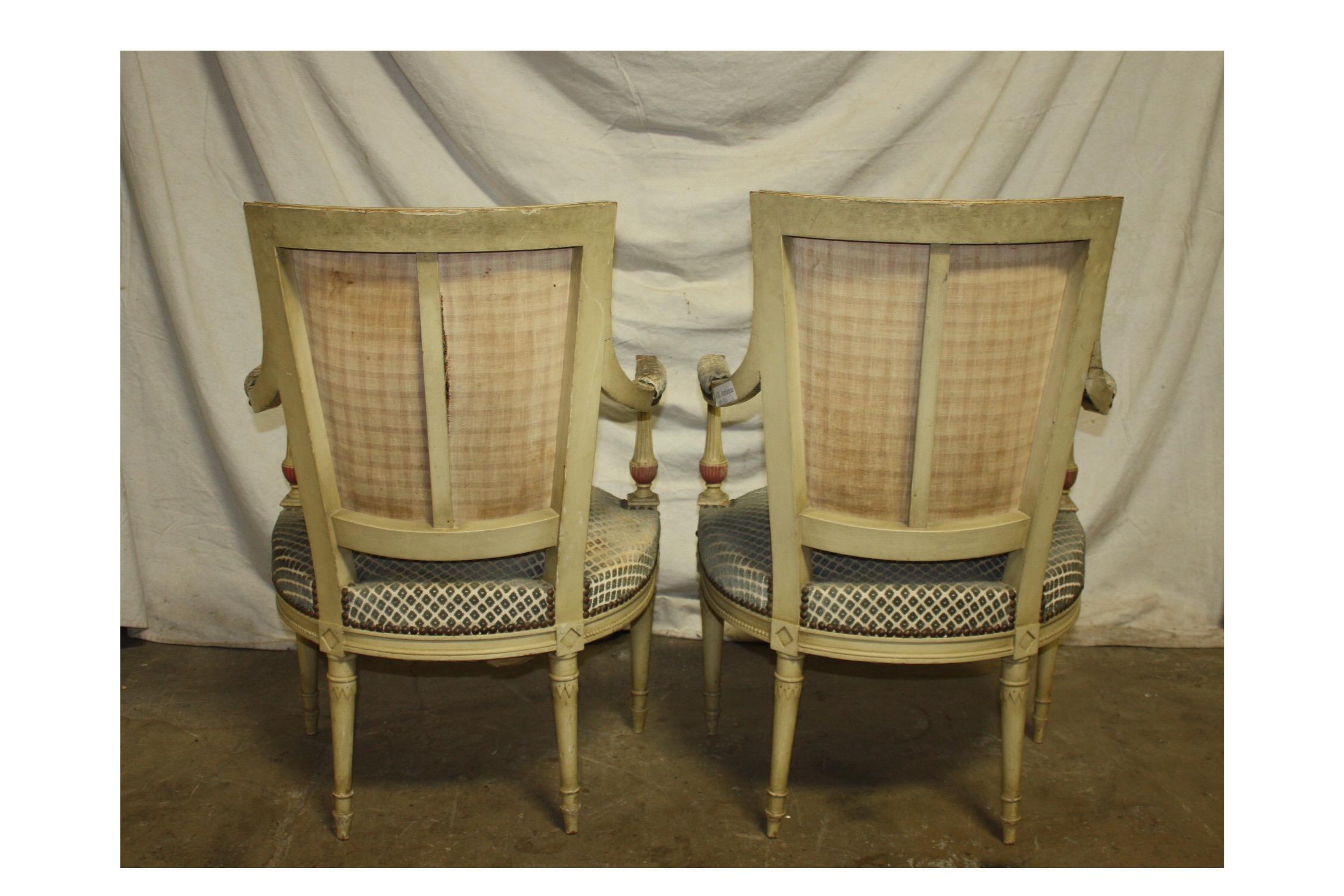 Late 19th Century French Directoire Style Pair of Armchairs 1