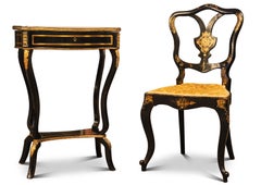 Late 19th Century French Ebonised Poudreuse Vanity Dresser Makeup Table