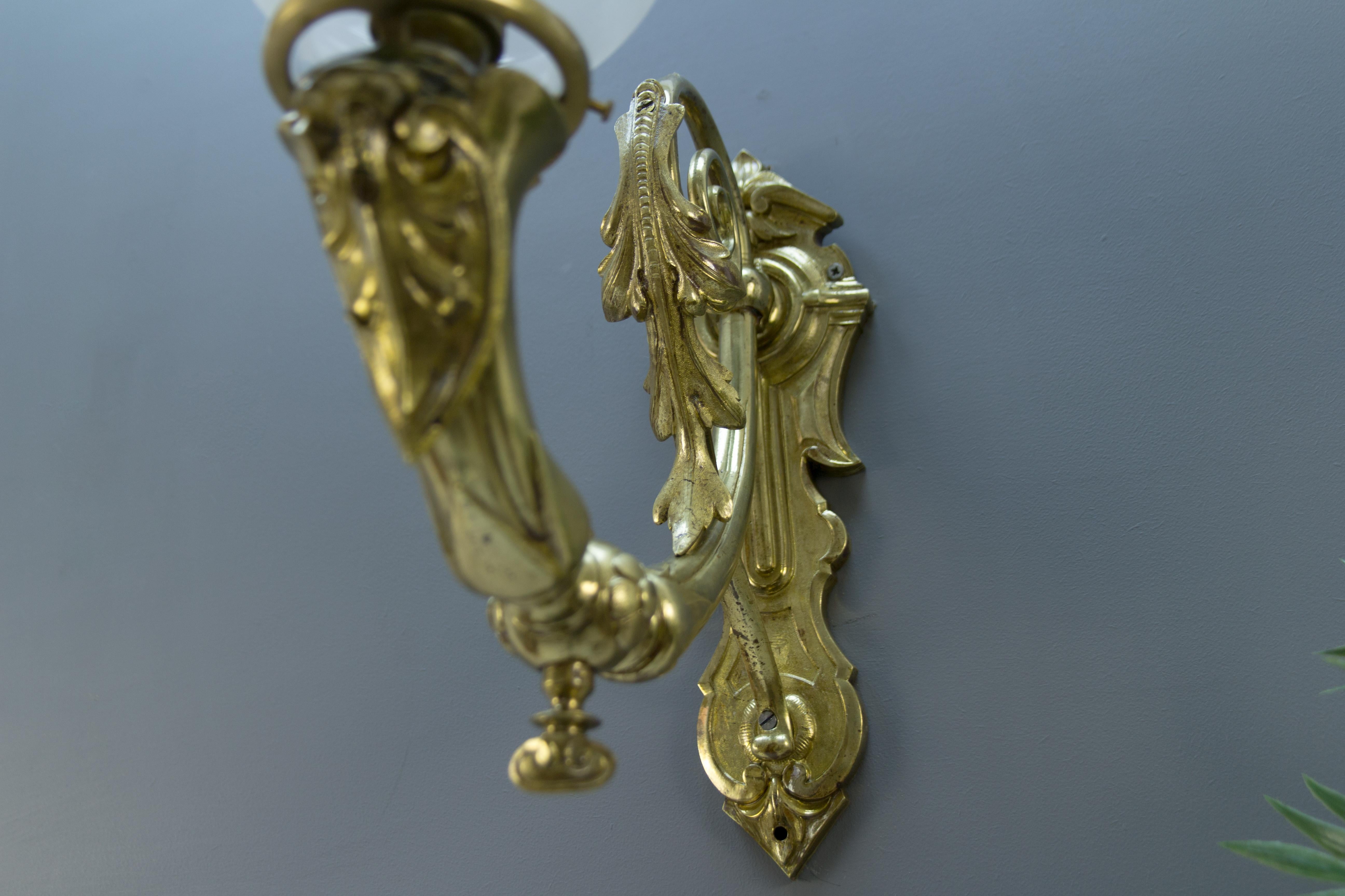 Frosted Late 19th Century French Electrified Gas Wall Light Sconce