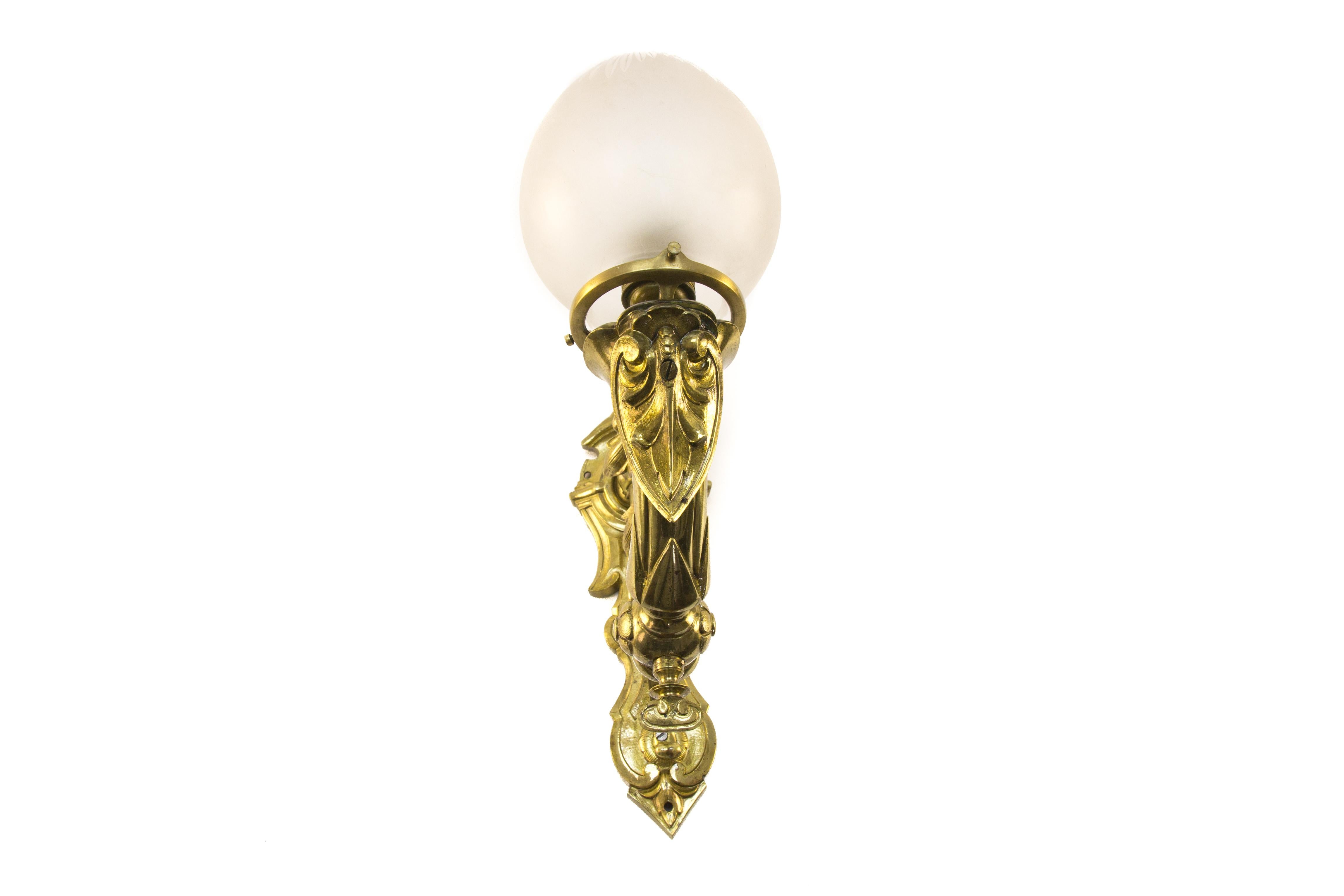 Late 19th Century French Electrified Gas Wall Light Sconce In Good Condition In Barntrup, DE