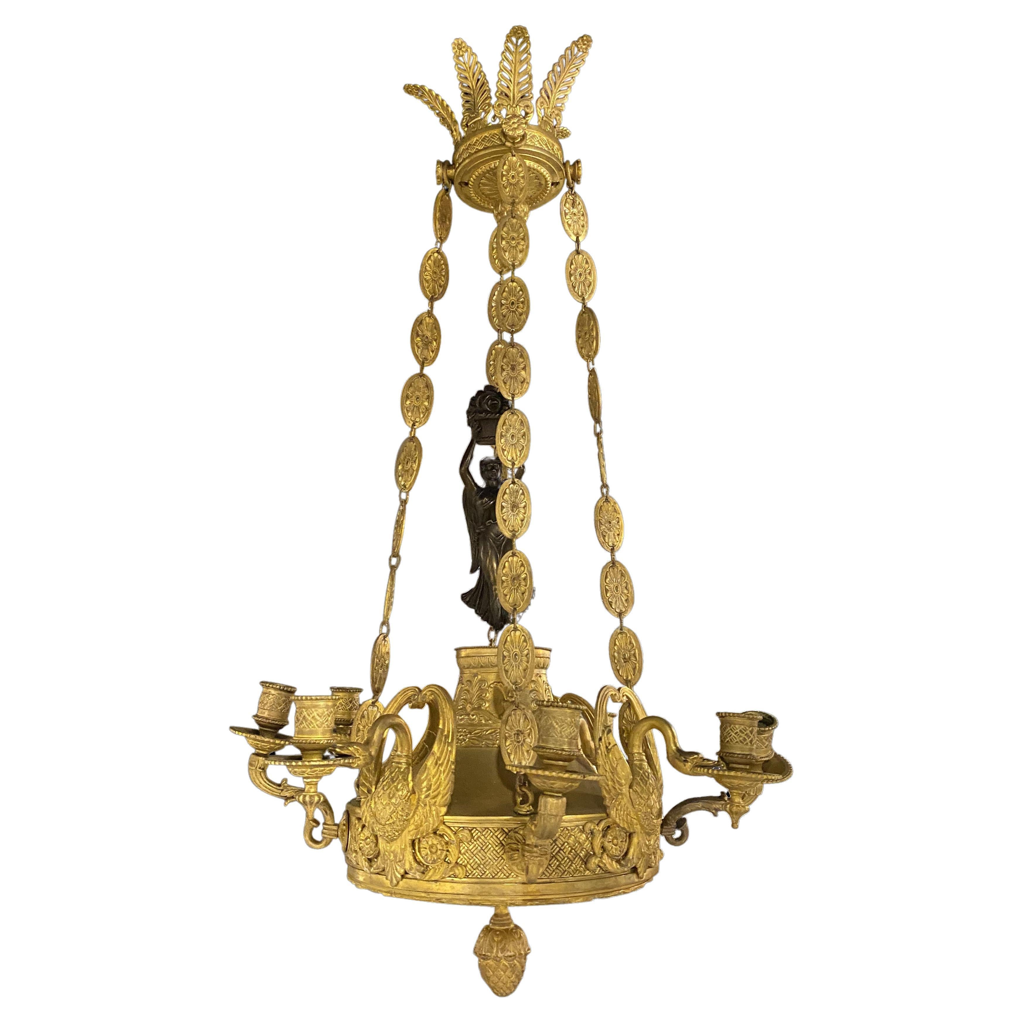 Late 19th Century French Empire chandelier For Sale