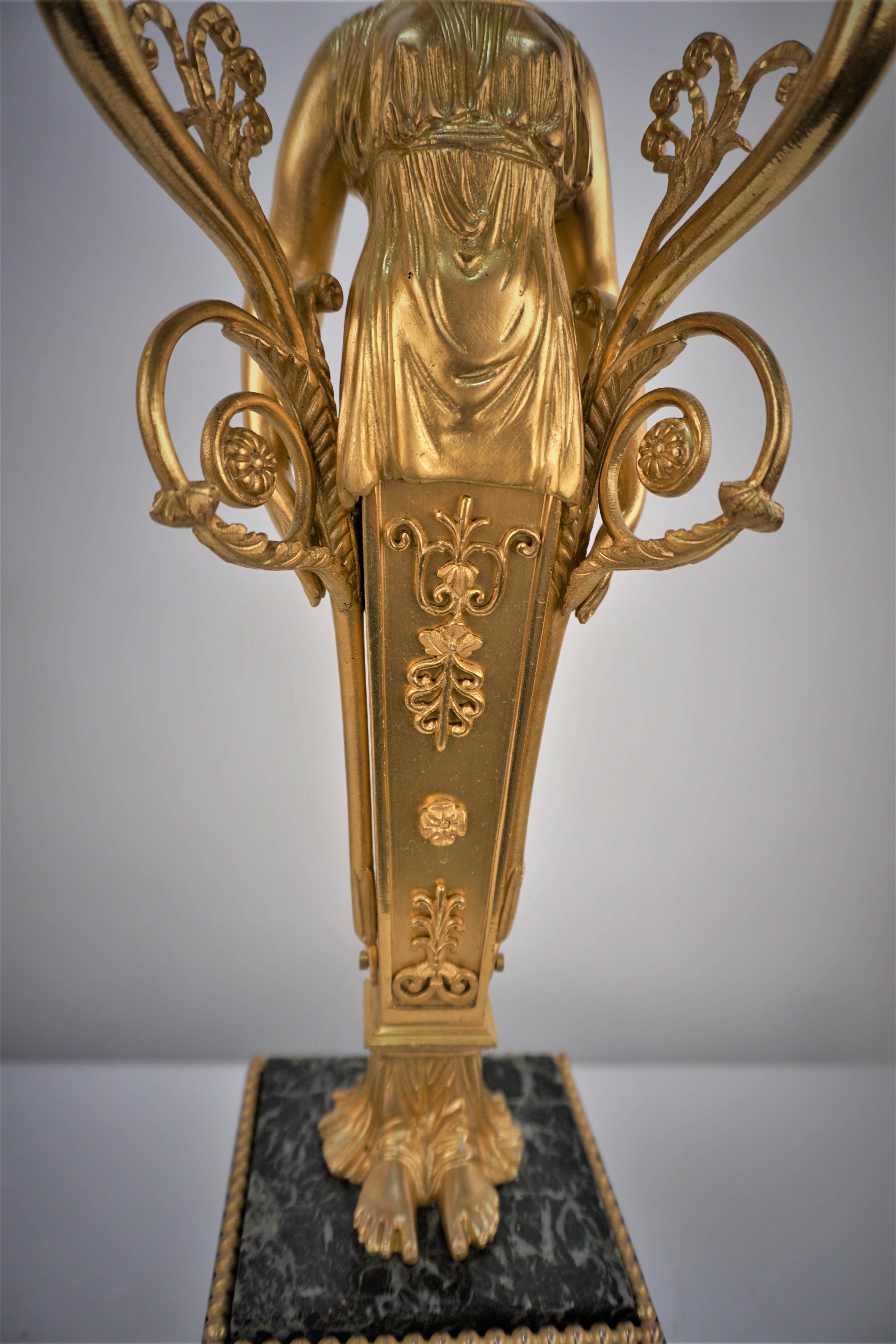Französische Empire-Kandelaber aus vergoldeter Bronze des späten 19. Jahrhunderts im Angebot 6