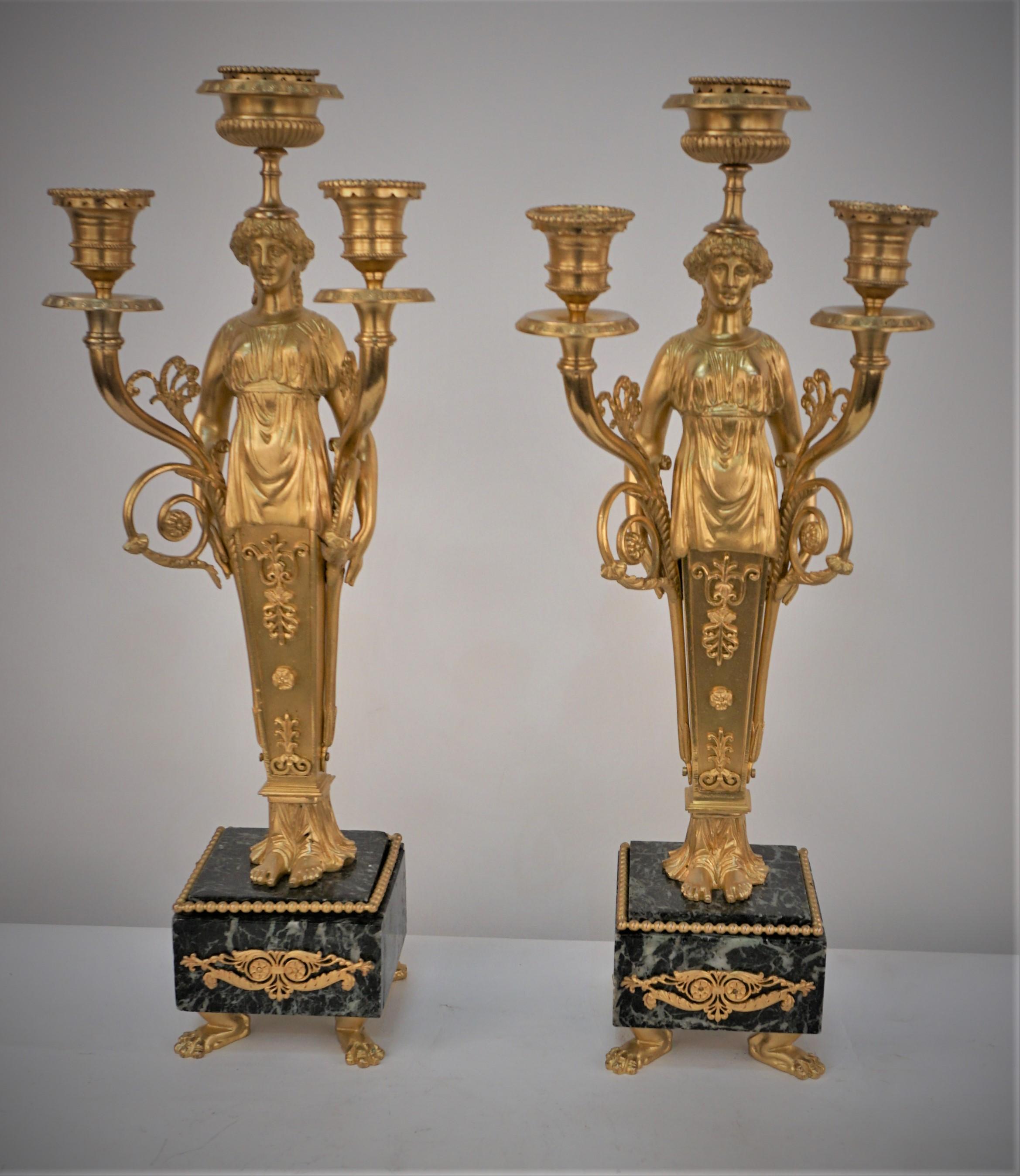 Late 19th Century French Empire Gilt Bronze Candelabra For Sale 1