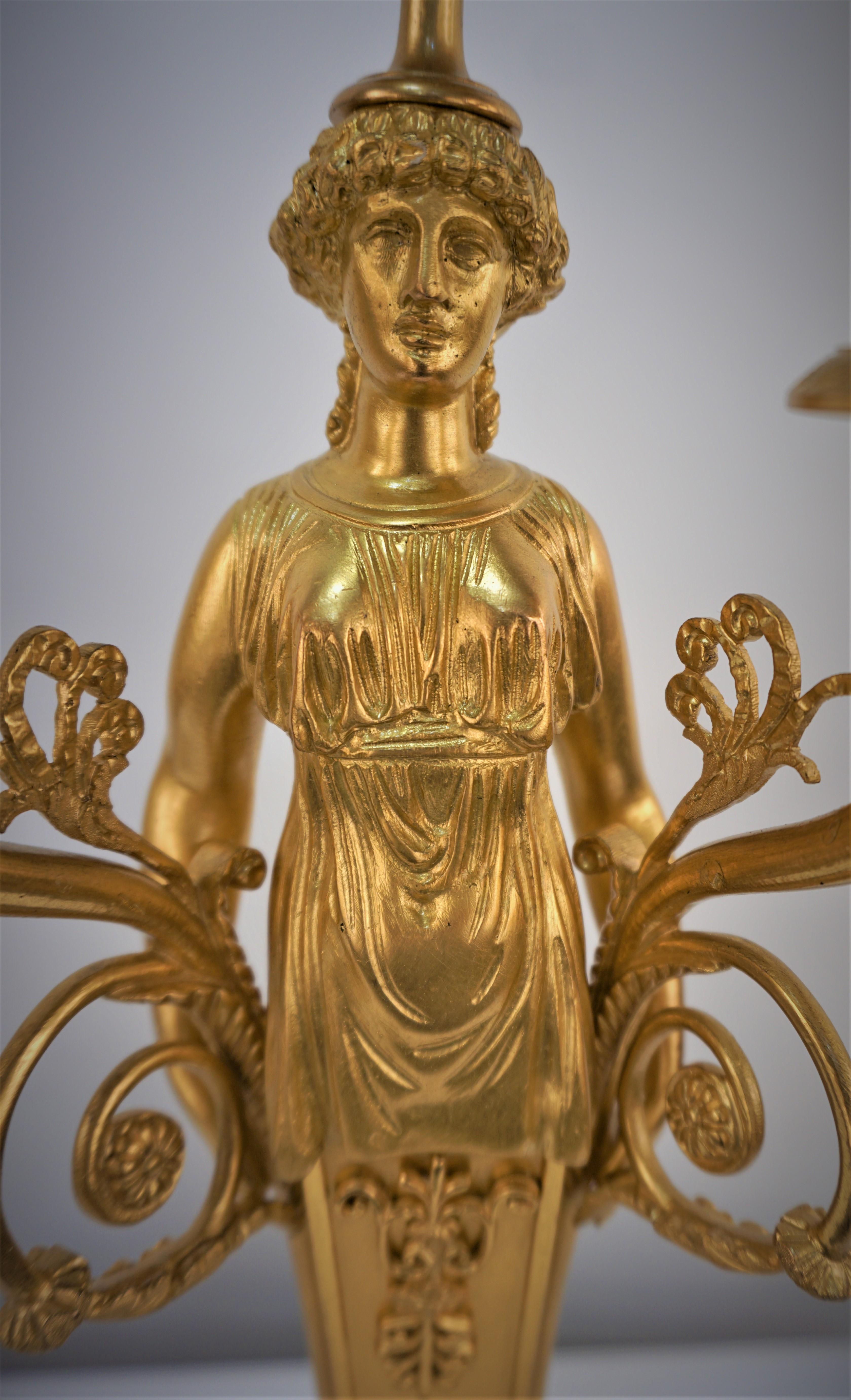Französische Empire-Kandelaber aus vergoldeter Bronze des späten 19. Jahrhunderts im Angebot 5