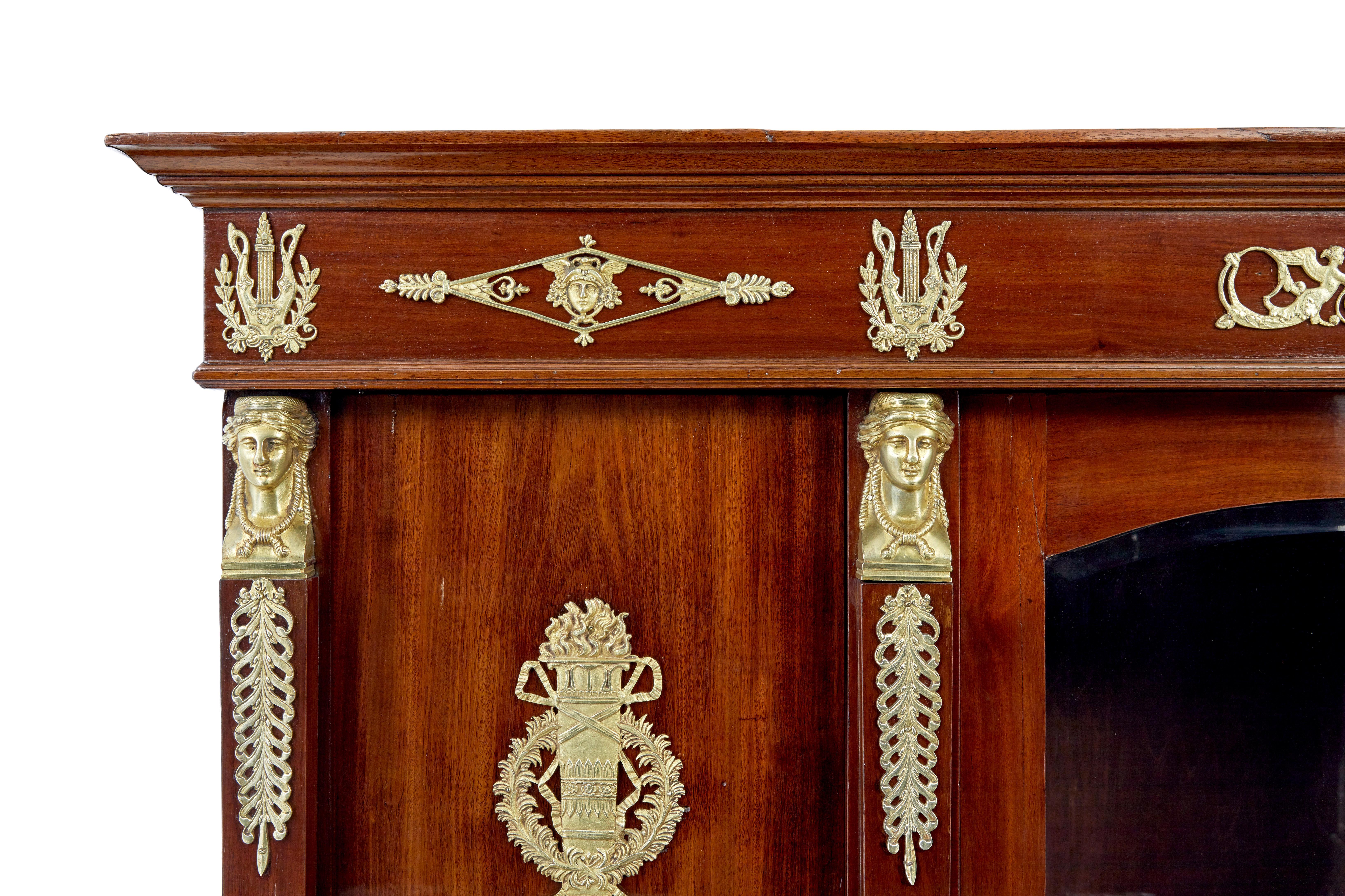 Late 19th Century French empire mahogany and ormolu cabinet For Sale 1