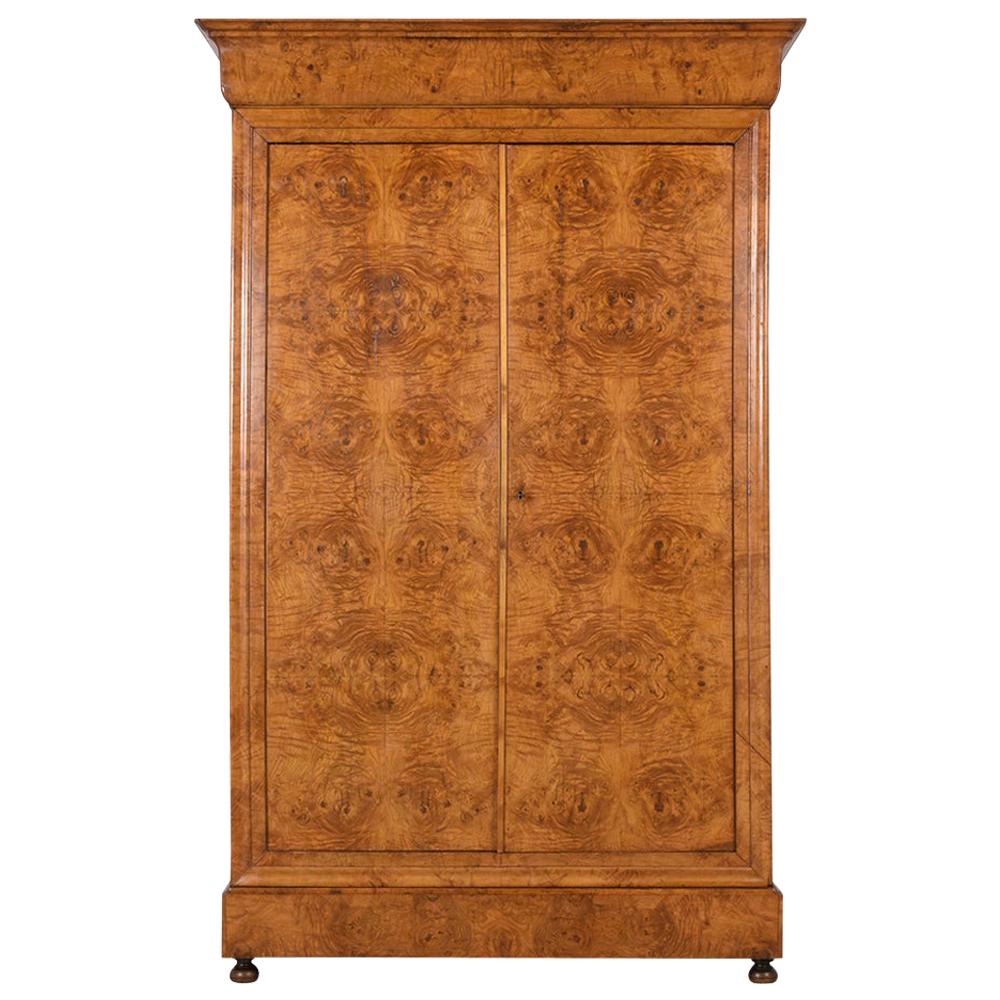 Late 19th Century French Empire Style Burled Armoire